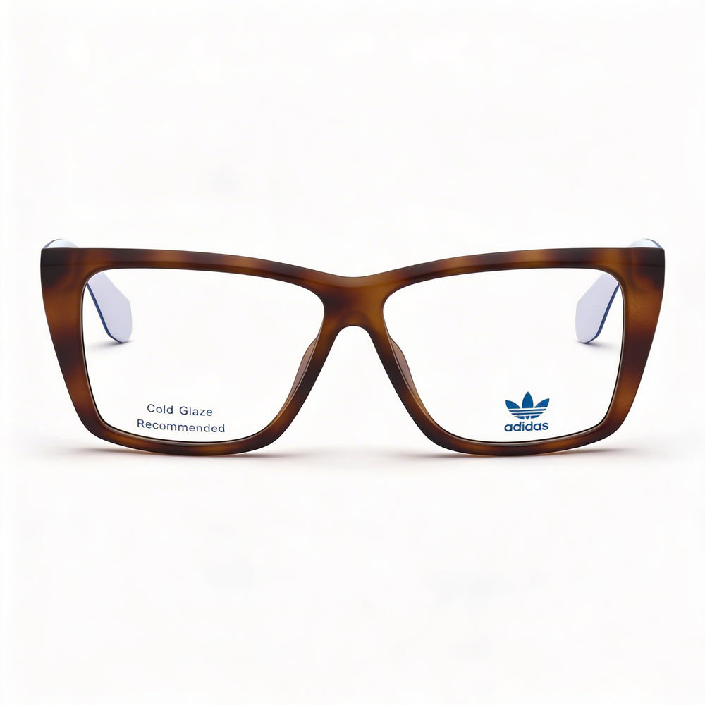 Gafas adidas Originals OR5009 para mujer, montura cuadrada de plástico inyectado con carey y lentes transparentes, 57 mm