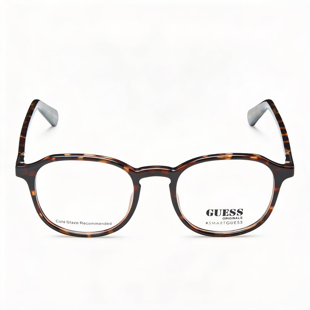 Guess Casual Unisex Blonde Havana Plastic Frame Transparent Non- Lenses Eyewear 53mm