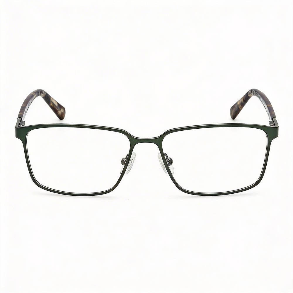 Guess Gu50244 Men's Metal Frame Eyewear with Polycarbonate Lenses, Matte & Shiny Dark Green, 57-16-145