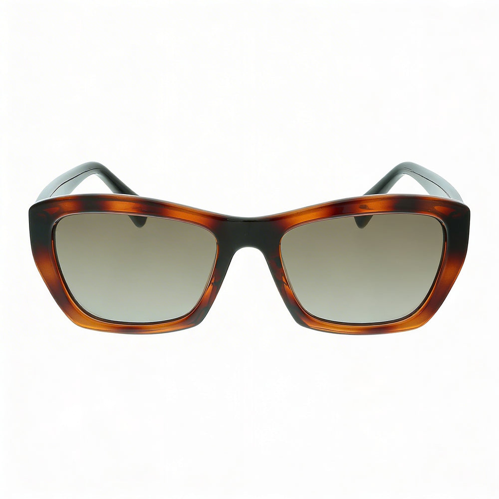 Gafas de sol de mujer Ferragamo Sf958s 214 de carey inyectado, tipo ojo de gato, protección UV, lente marrón de 55 mm