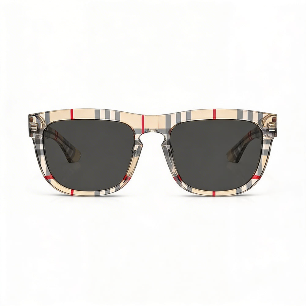 Gafas de sol cuadradas de acetato para hombre Burberry BE4431U, montura en color Havana Gris Sólido, lentes en color Gris Oscuro, 56 mm, 100 % protección UV