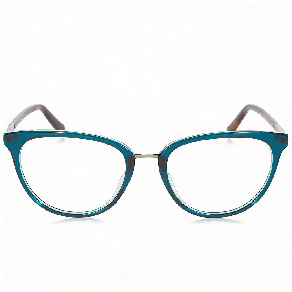 Montura óptica de acetato Fossil FOS 7123 para mujer, color aguamarina con cristales, 52 mm