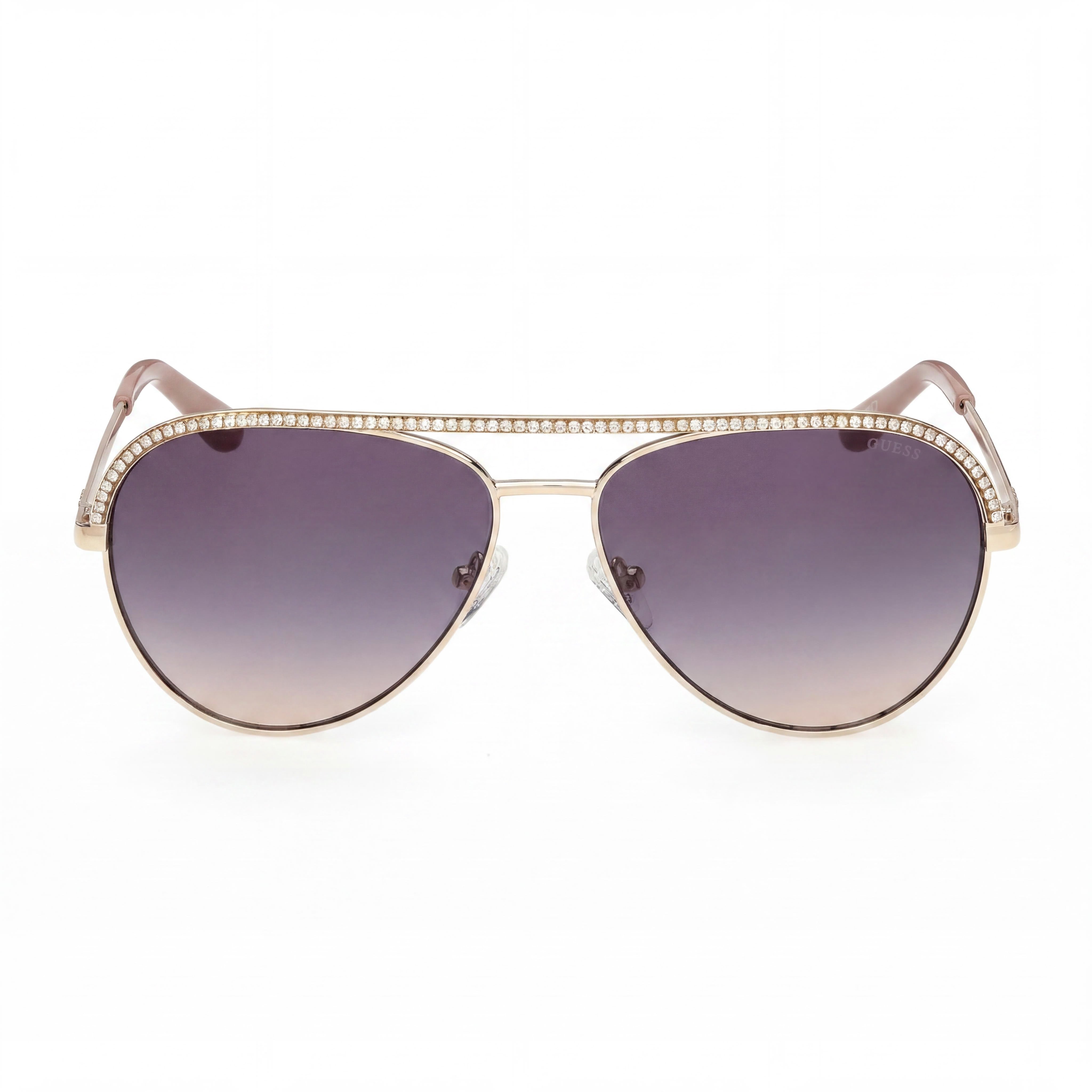 GUESS Casual Women's Sunglasses Shiny Pale Gold Plastic Frame Smoked Gradient Lenses UV 400 60mm, Photo 2