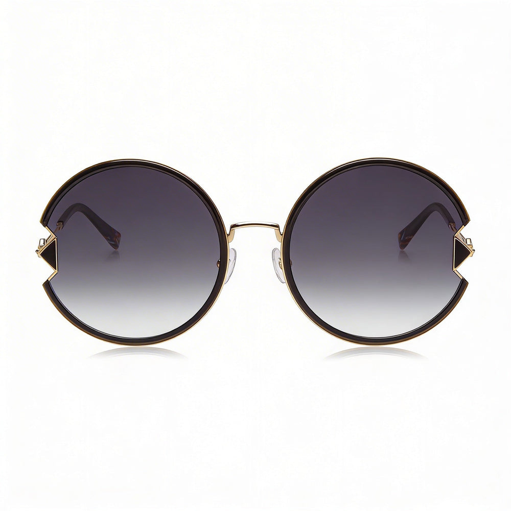 Gafas de sol Missoni MIS 0074/S ovaladas para mujer, doradas, negras y grises oscuras, de acero inoxidable, 100 % protección UV, 59 mm