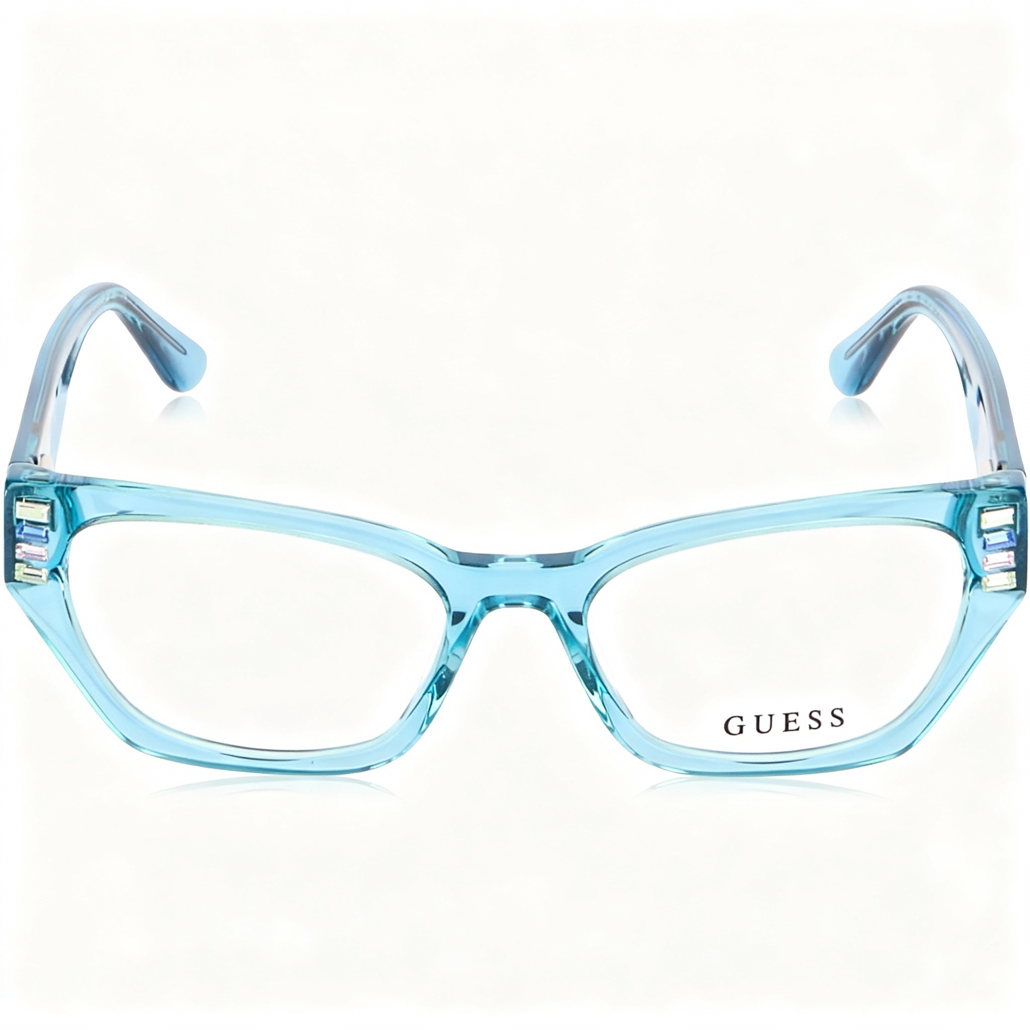 GUESS GU2967 Women's Modern Eyeglass Frames, Bright Turquoise Plastic, Lens 51mm, Bridge 16mm, Temple 145mm