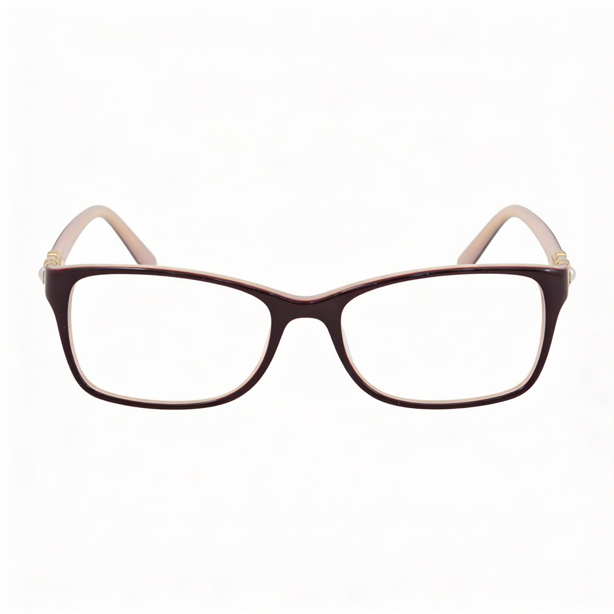 bebe Bb5133 Armazón de gafas de metal marrón para mujer con lentes transparentes, 53 mm de ancho de lente, 16 mm de puente, 135 mm de patilla, Photo 2