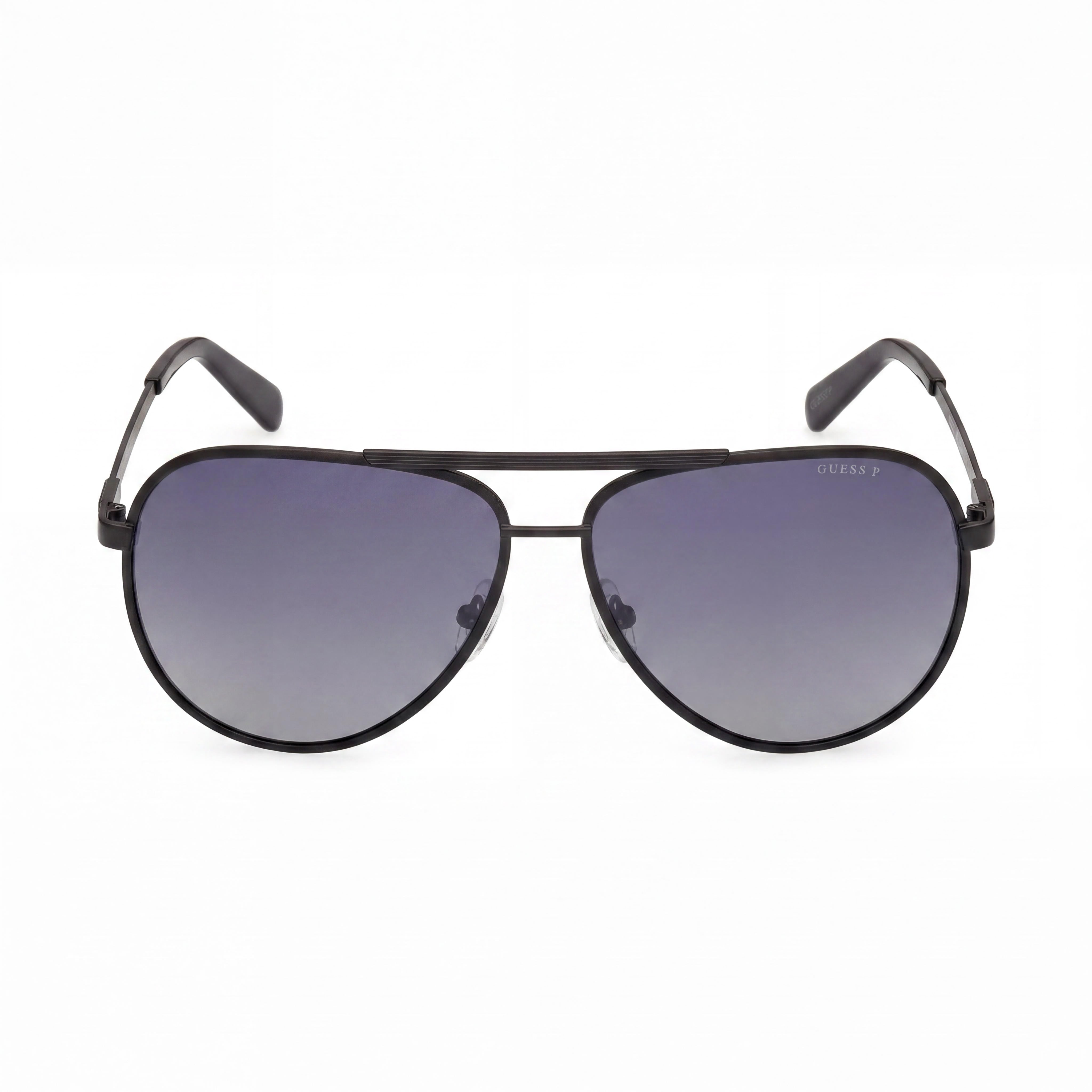 GUESS Gu00209 Gafas de sol unisex con montura metálica negra mate, lentes ahumadas no polarizadas y protección UV 400 61-14-145, Photo 2