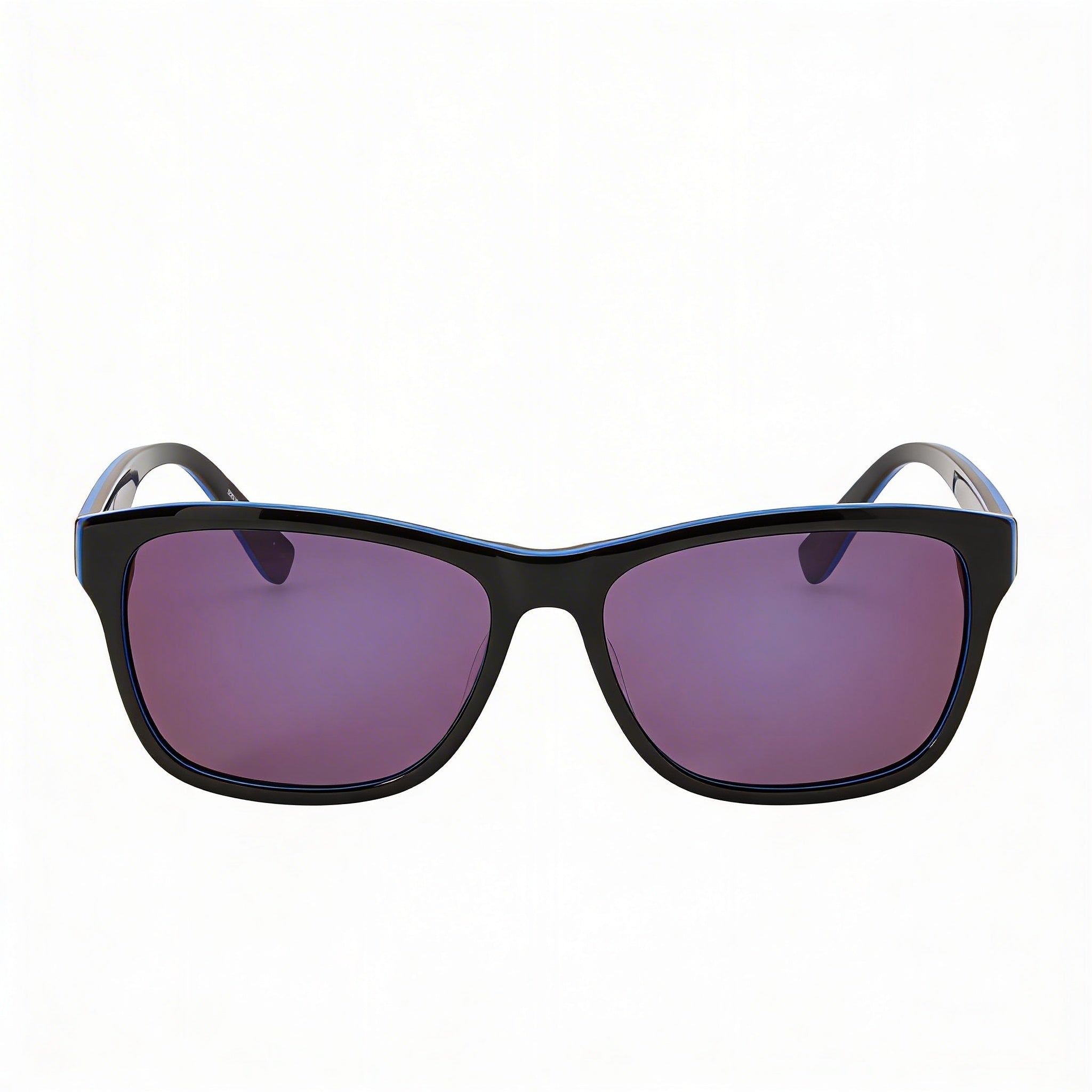 Gafas de sol unisex Lacoste con lentes marrones antirreflejos con protección UV, armazón de plástico (plomo medio, negro, azul belleza), 55 mm, Photo 2