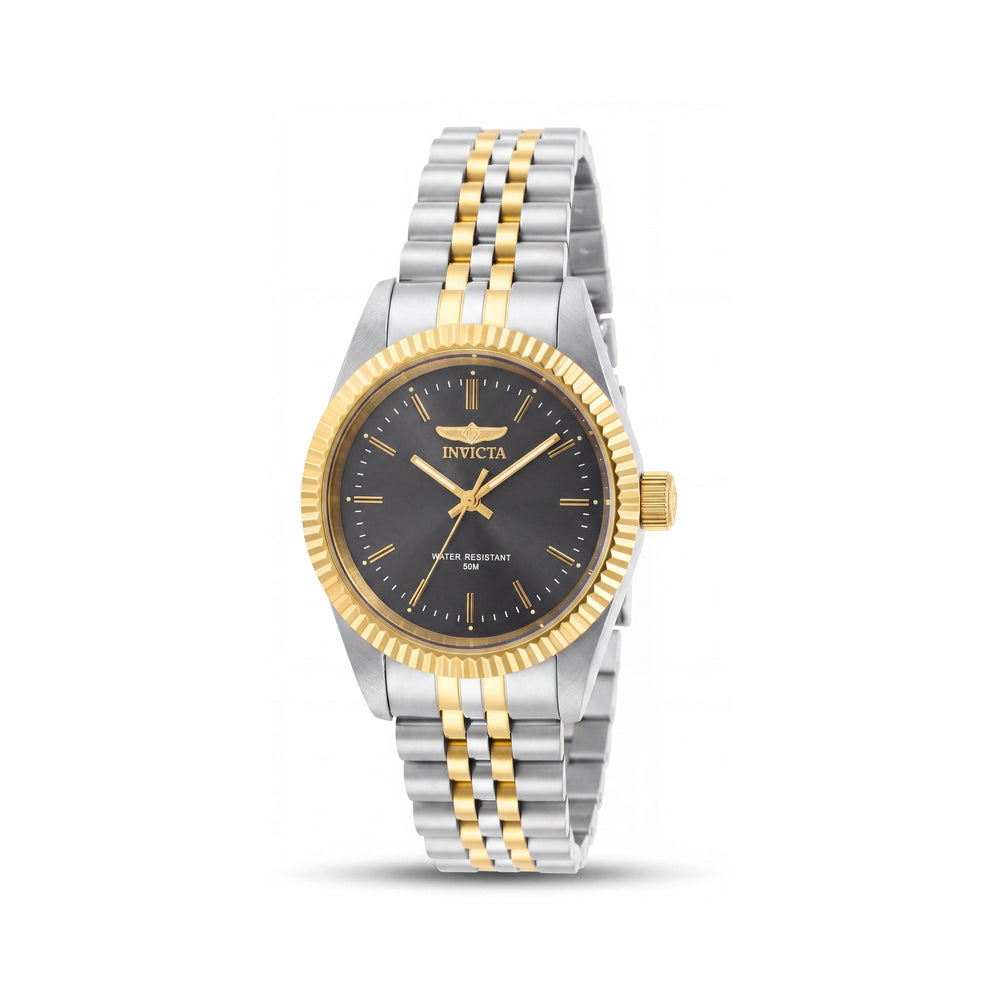 Reloj de pulsera Invicta para mujer, colección Specialty, 29400, de cuarzo, resistente al agua, de acero inoxidable bicolor de 36 mm con esfera gris