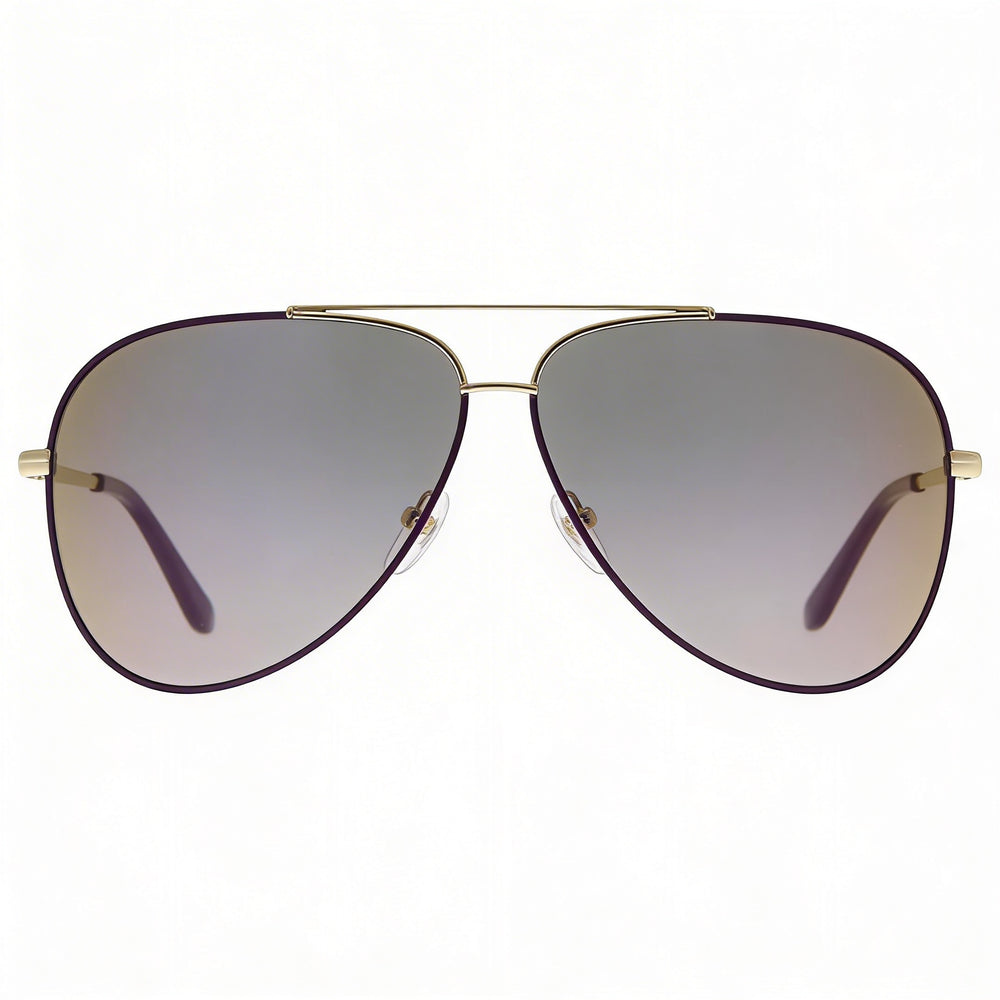 Gafas de sol Ferragamo Aviator para mujer, de metal, dorado claro, esmaltado morado, lentes de espejo morado, 60 mm, protección UV