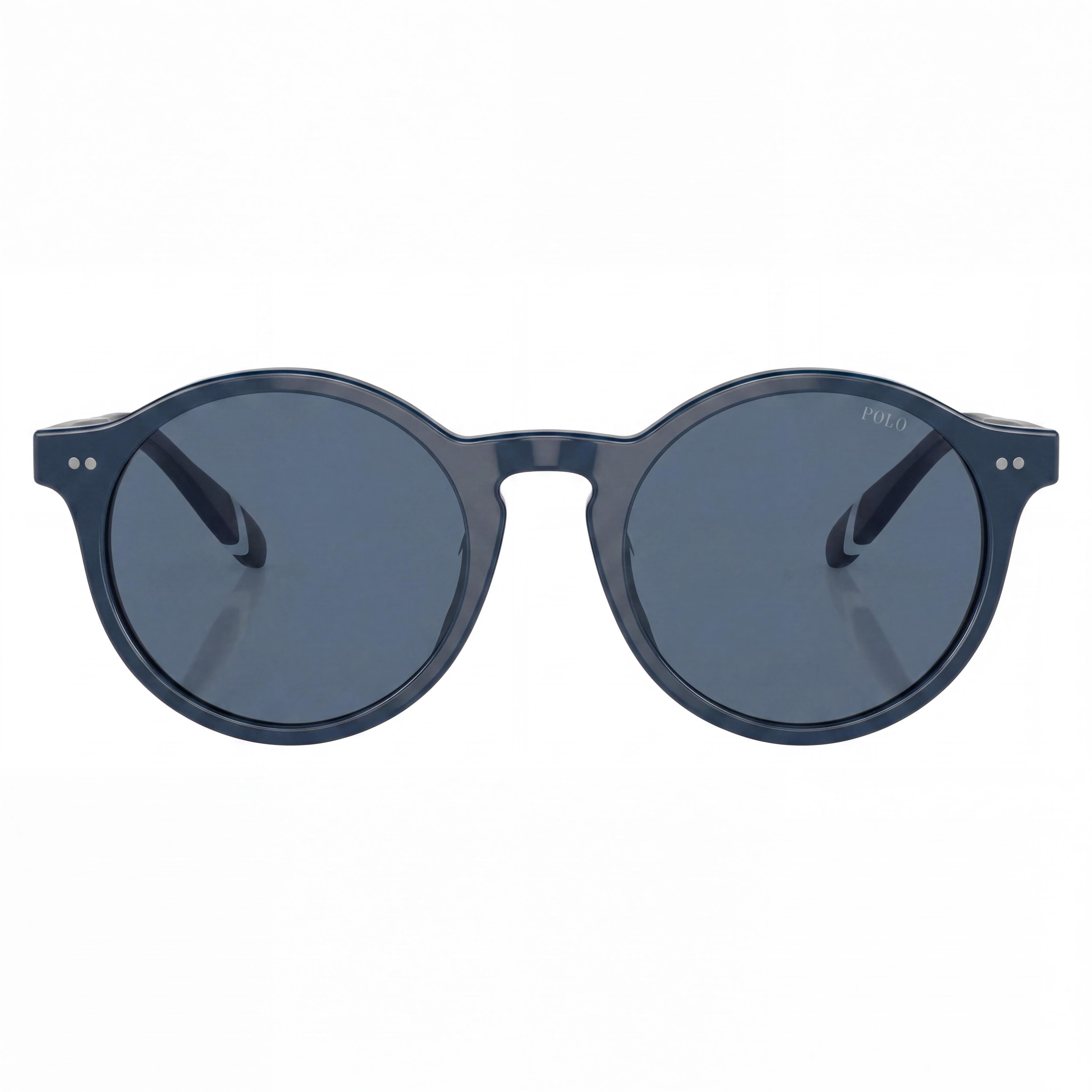 POLO RALPH LAUREN Ph4204u Gafas de sol de acetato azul marino brillante para hombre, ajuste universal, lentes azules, protección 100 % UV, 50 mm, Photo 2