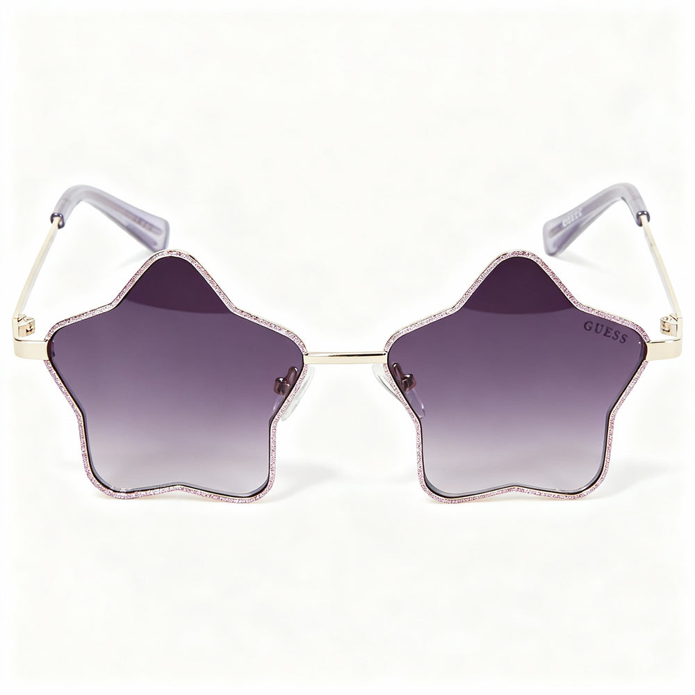 Gafas de sol GUESS GF4012 para niños, montura plateada con degradado morado, lentes de policarbonato no polarizado morado