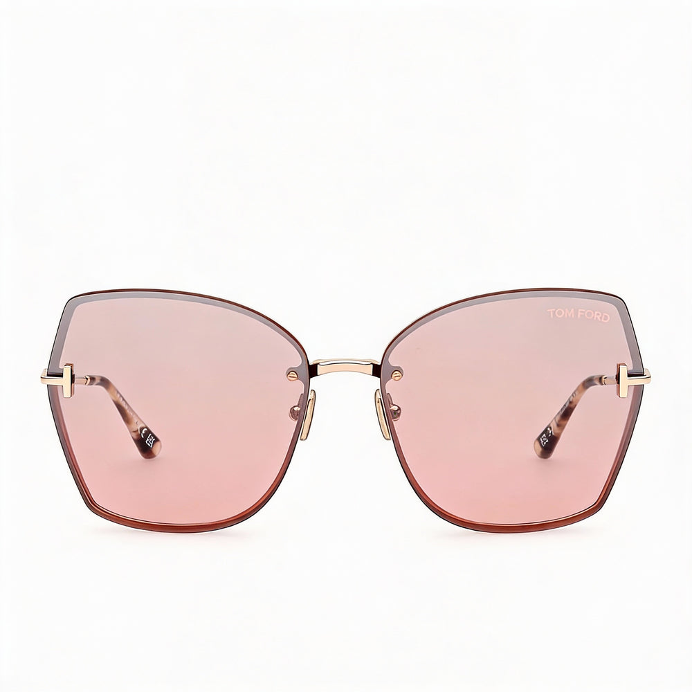 Gafas de sol Tom Ford Classic para mujer en color oro rosa burdeos con protección UV