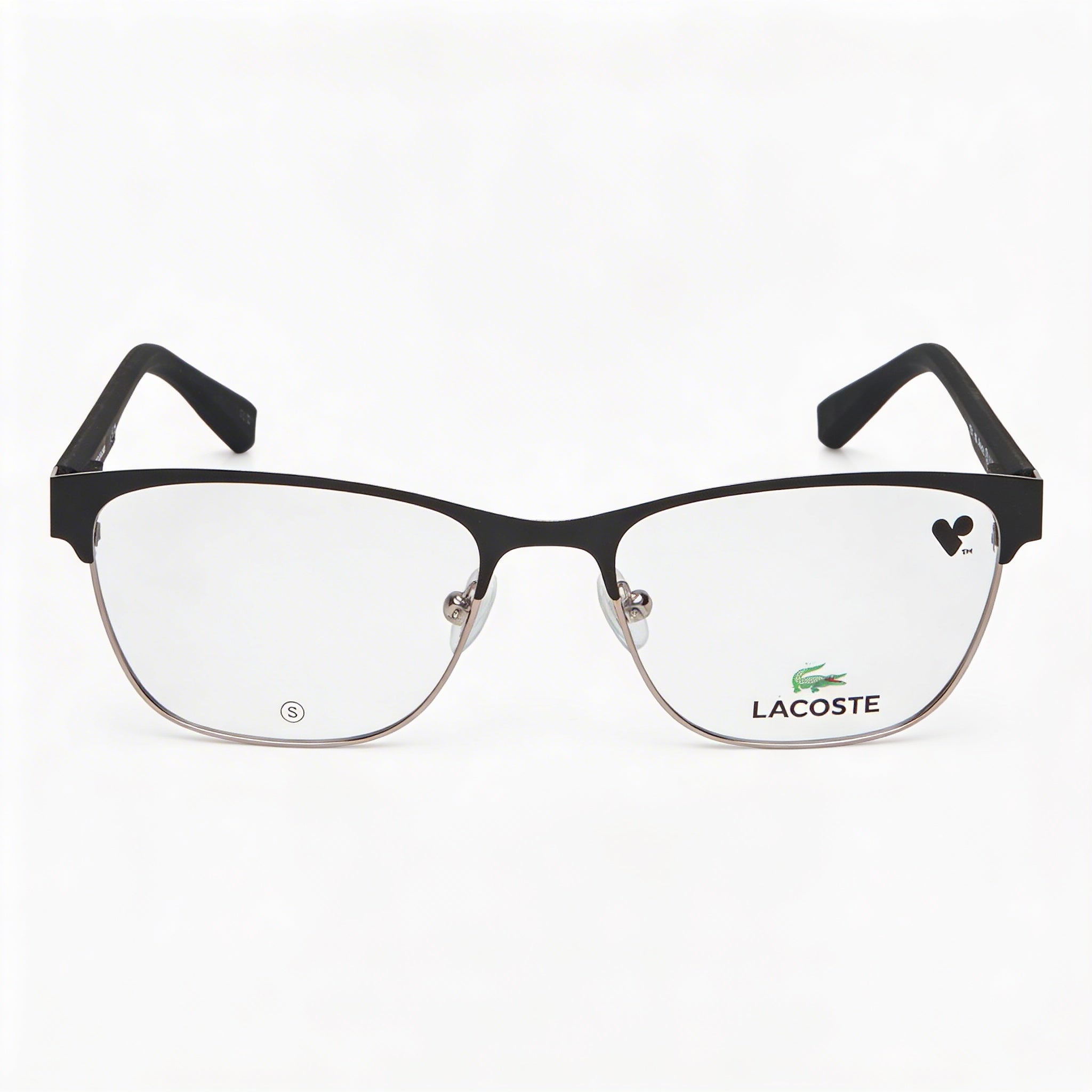 Lacoste Casual L3112 Men's Eyeglass Frame, Matte Black Metal, Polycarbonate Demo Lenses, Size 49-16-130mm, Photo 2