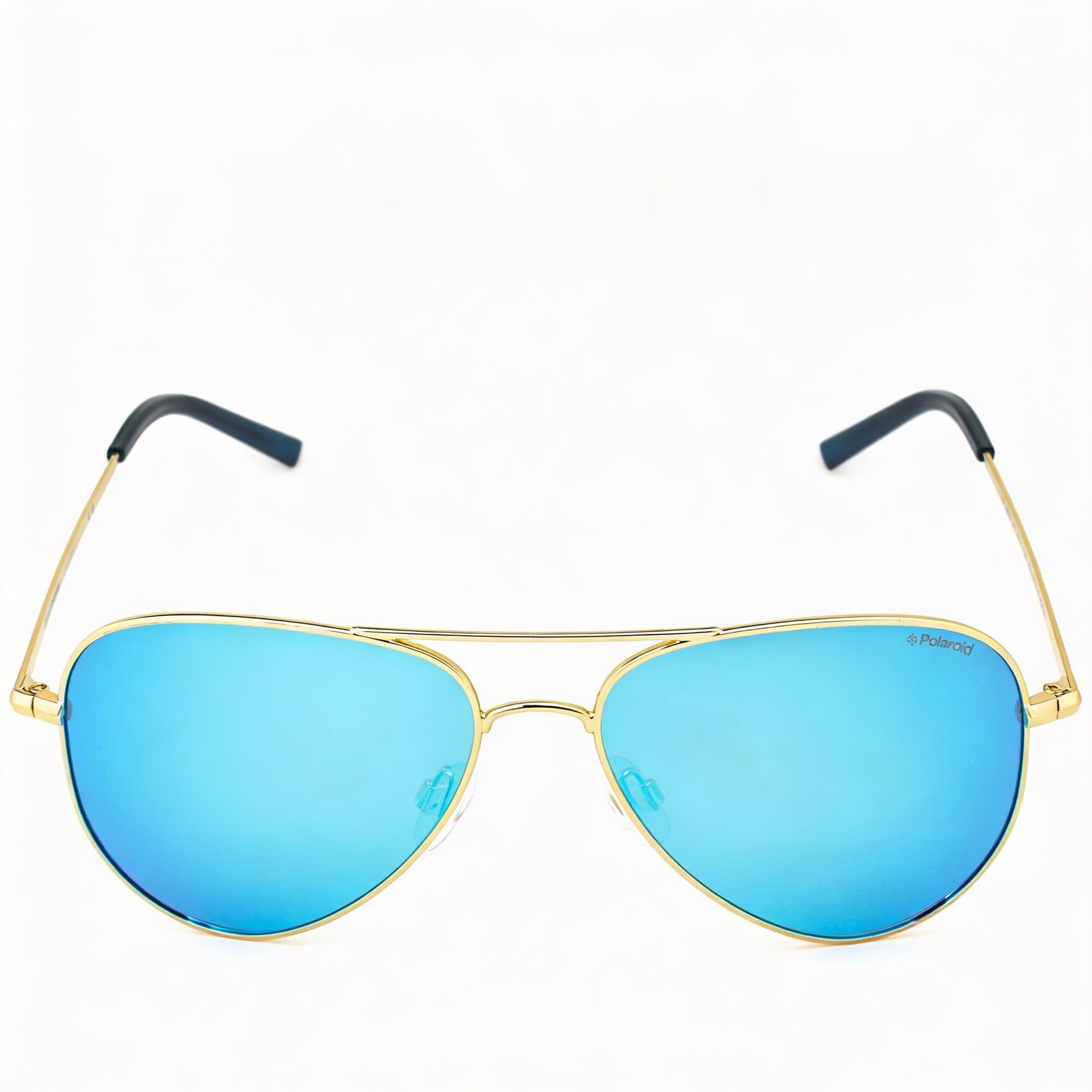 Polaroid Men's Aviator Metal Gold Frame Anti-Reflective Gray Blue Mirror Lenses UV 400 54mm Lens Width, Photo 2