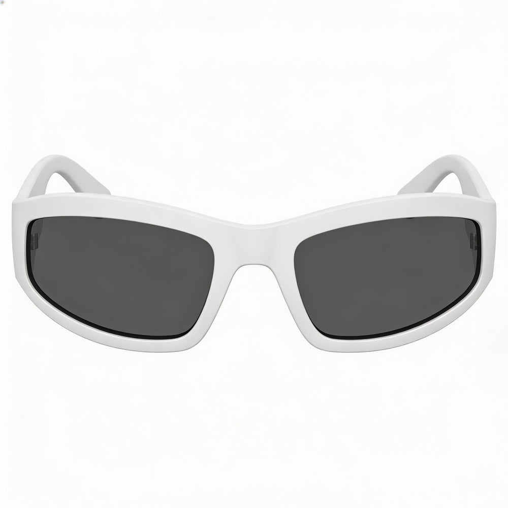 Moschino Casual Men's Polyamide Sunglasses | Matte White Frame | Grey Lenses | Size 60-21-130mm