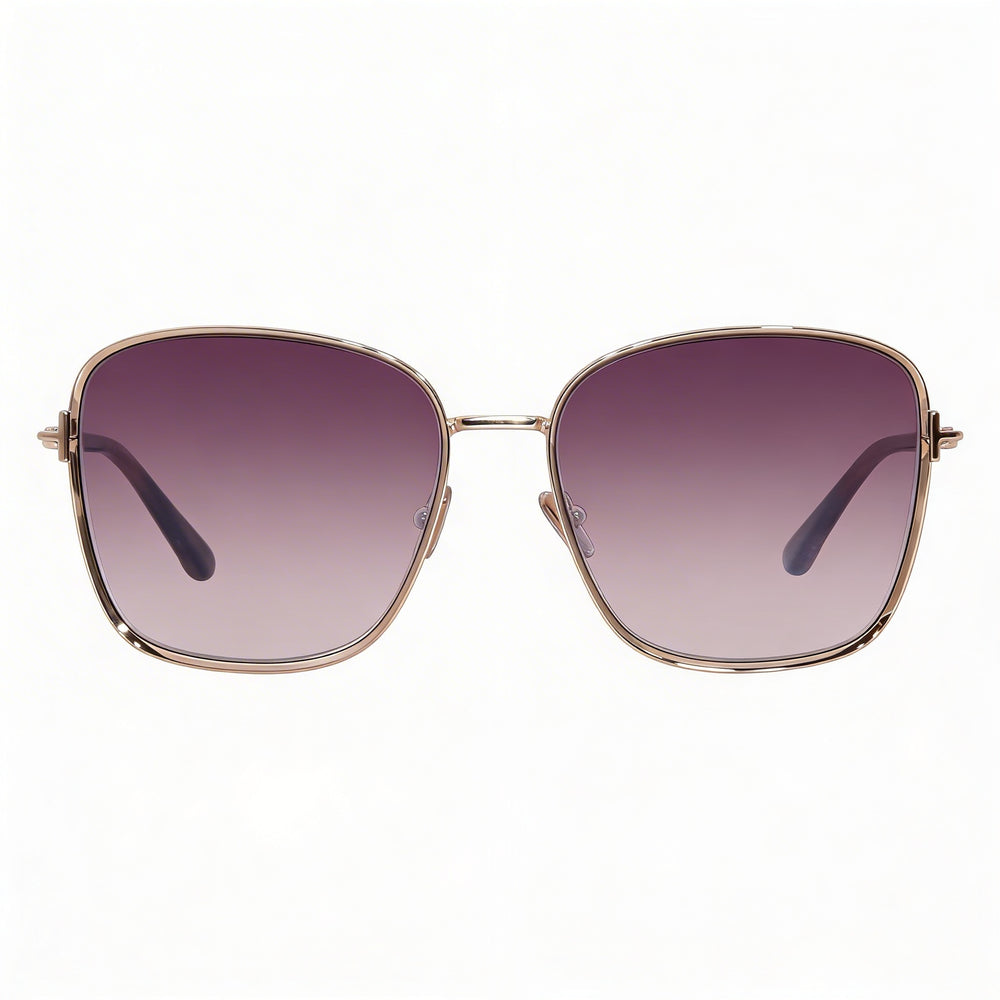 Tom Ford Fern Women's Metal Square Rose Gold Rose Havana Frame Pink Gradient UV Protection Sunglasses 57mm