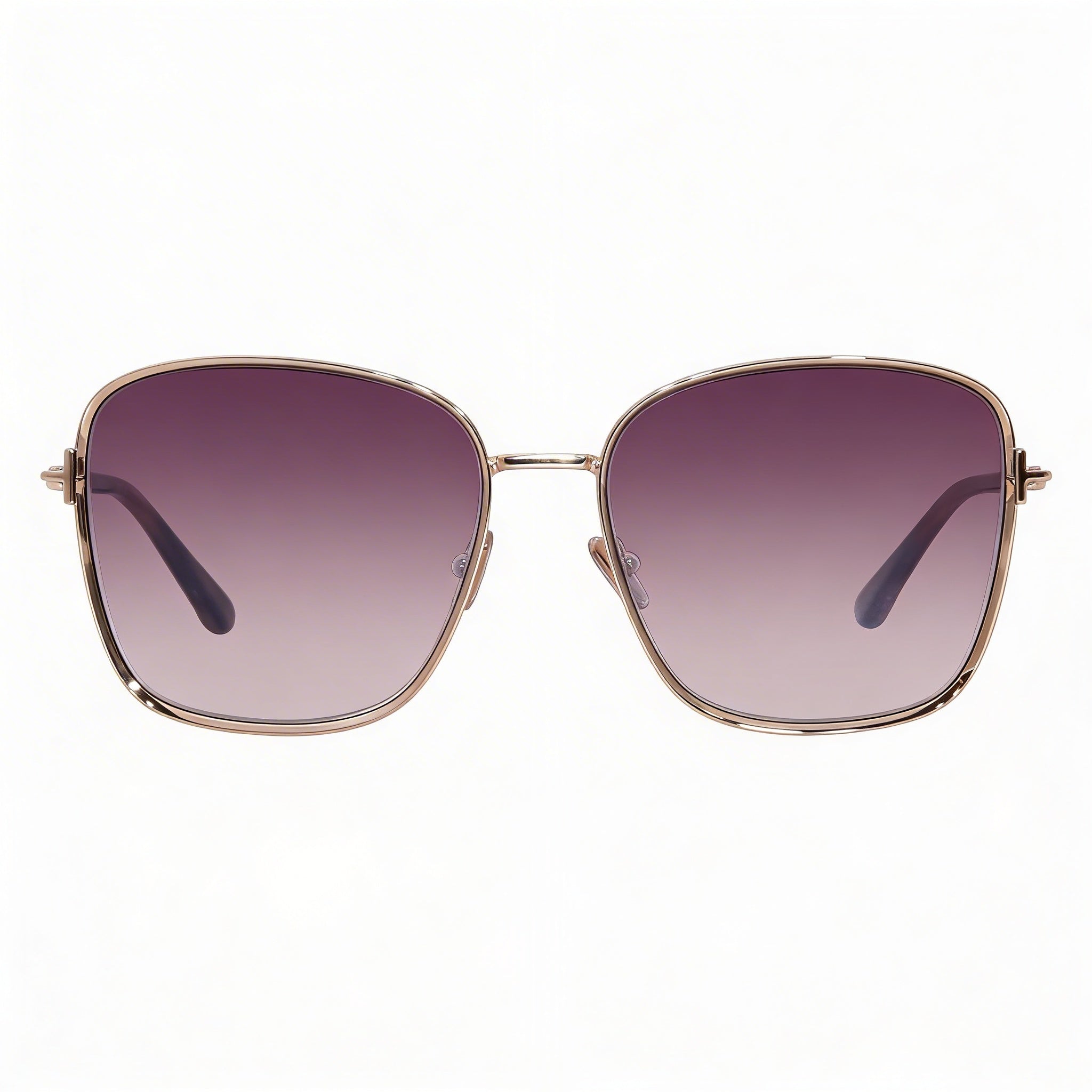 Gafas de sol Tom Ford Fern de mujer, metal cuadradas, oro rosa, montura habana rosa, lentes rosas degradadas con protección UV, 57 mm, Photo 2