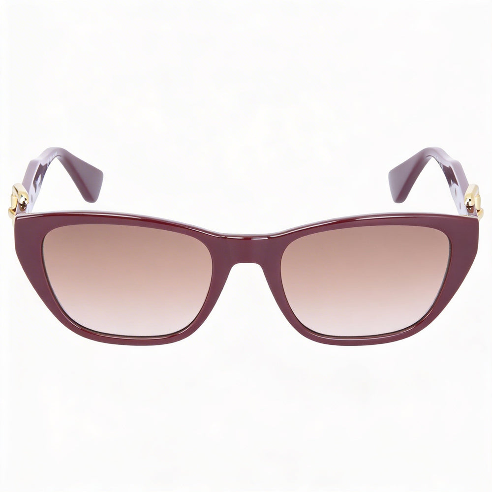 Gafas de sol Moschino MOS130/S Cat Eye para mujer, protección UV, montura burdeos con degradado marrón, lentes marrones, 55 mm