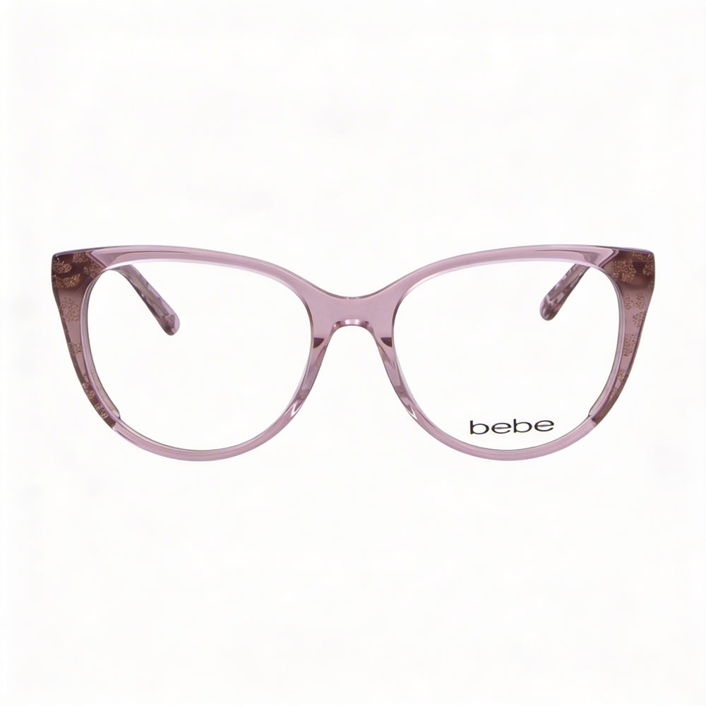 bebe Bb5208 Women's Full Rim Cat Eye Prescription Eyeglasses with Acetate Frame Topaz Animal Lens Width 52mm
