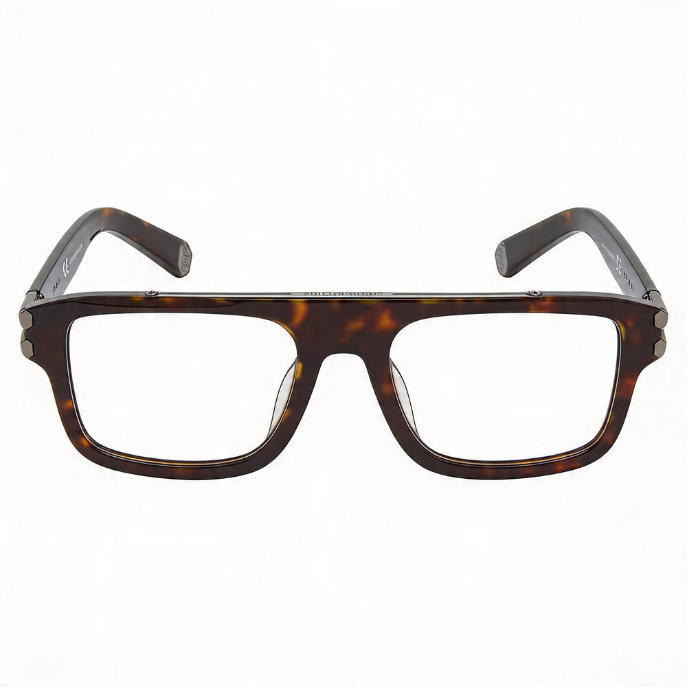 Philipp Plein Browline VPP021M Unisex Plastic Eyeglasses Bright Dark Havana 53mm