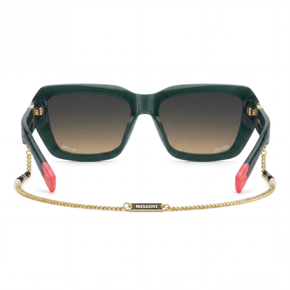 M Missoni Casual Women's Green/Blue Doubleshade Peach Acetate Frame Sunglasses with Blue Doubleshade Peach Lenses 55mm