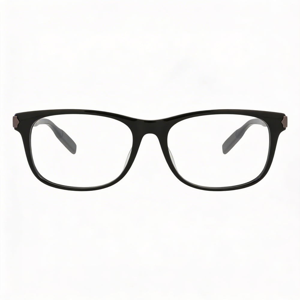 MONTBLANC Gafas para hombre, armazón completo de plástico negro, rectangular, con lentes transparentes de acetato, graduables 56-18-150