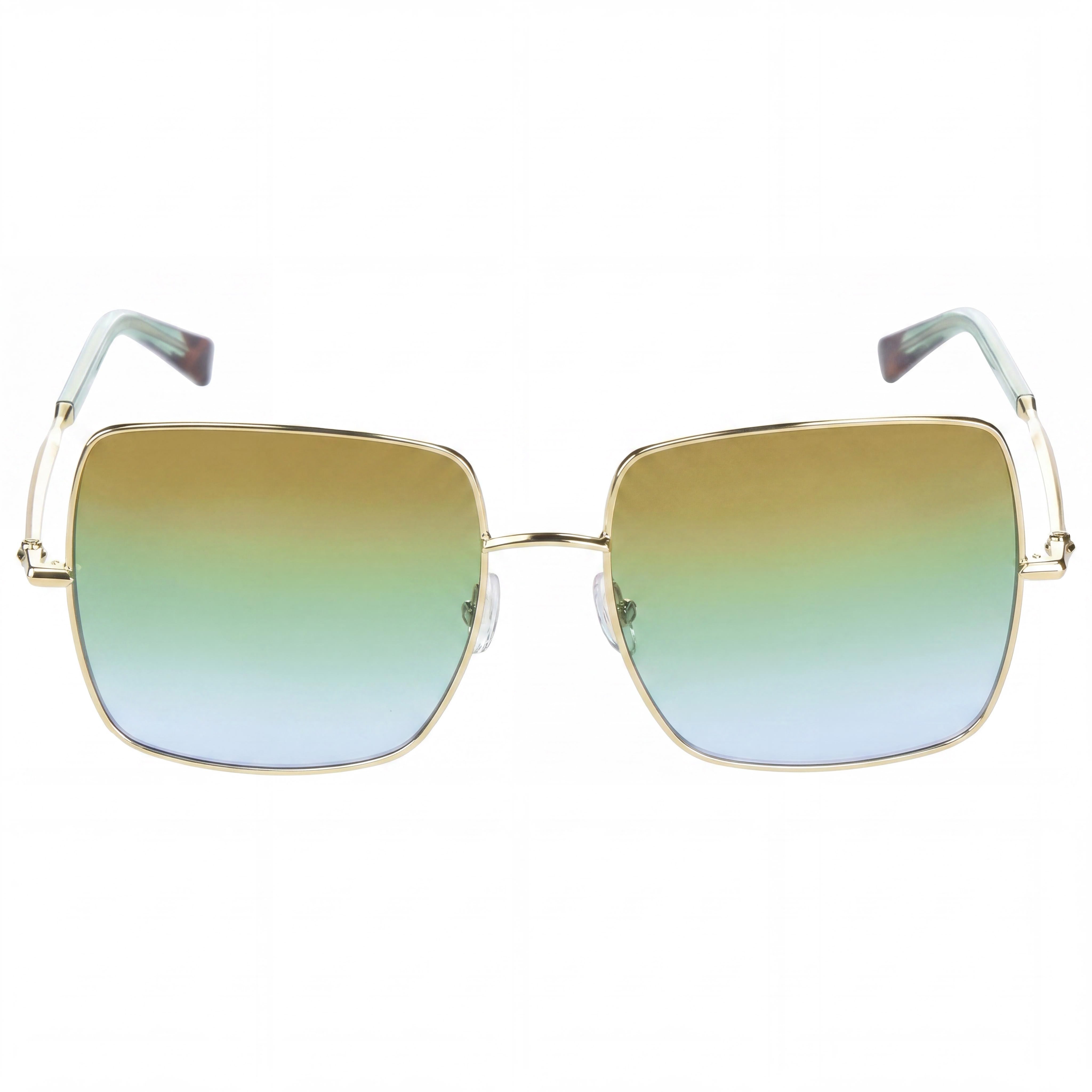 Gafas de sol Missoni Classic cuadradas de acero inoxidable dorado marrón verde degradado 100% protección UV para mujer 58mm, Photo 2