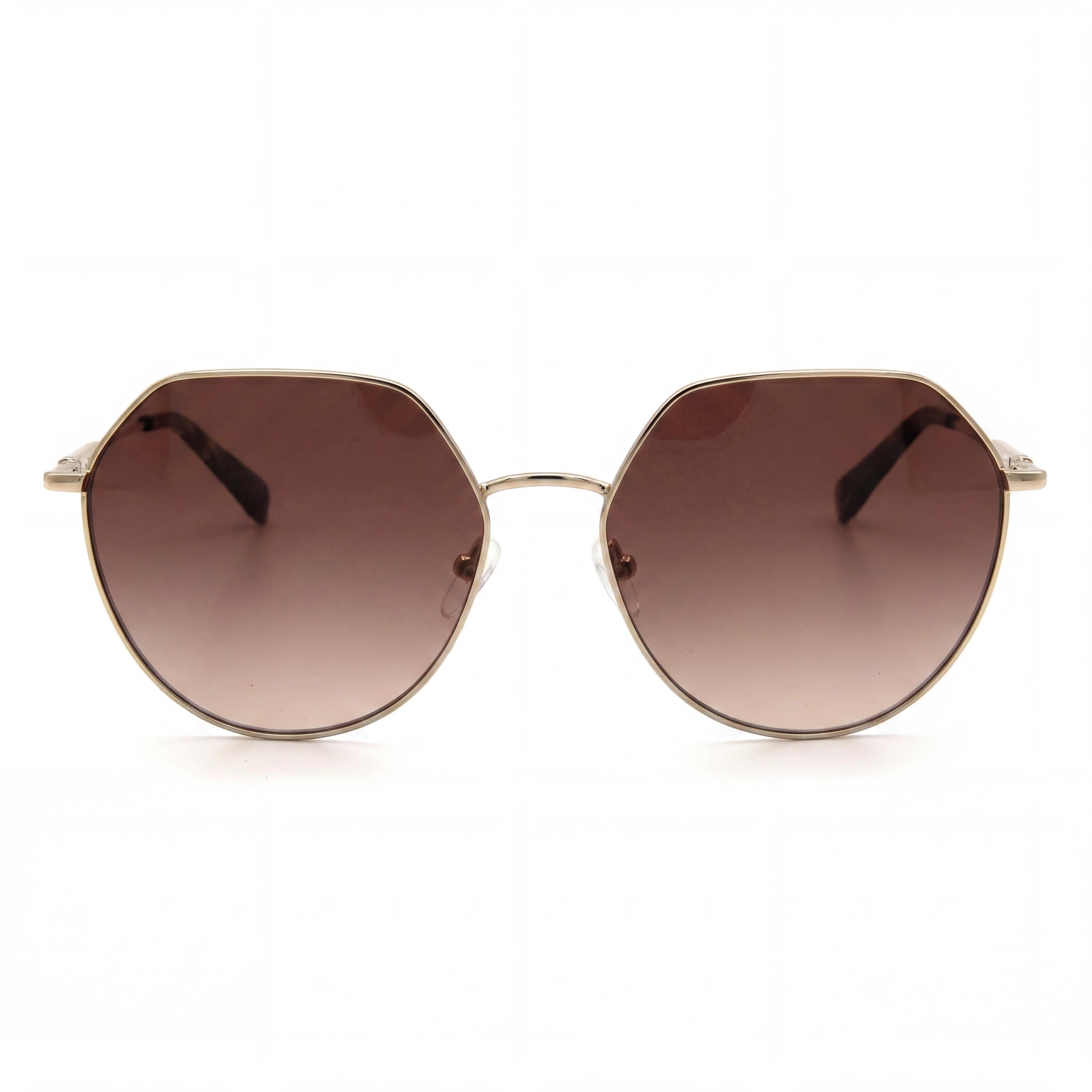 Longchamp LO154S Women's Metal Irregular 100% UV Gold Brown Sunglasses 60mm, Photo 2