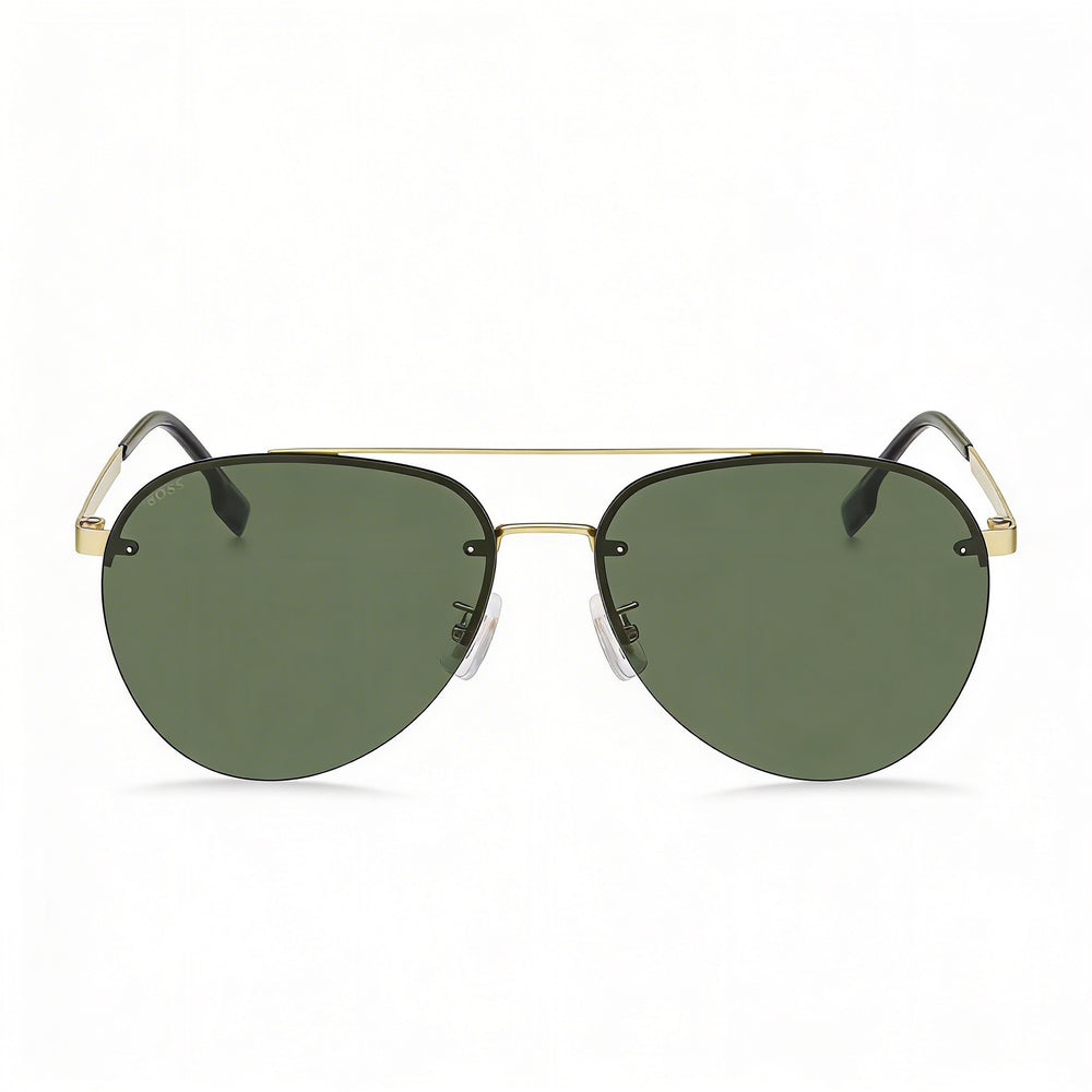 Gafas de sol HUGO BOSS para mujer con montura metálica moderna, lentes de policarbonato dorado mate con protección UV, ancho de la lente 62 mm