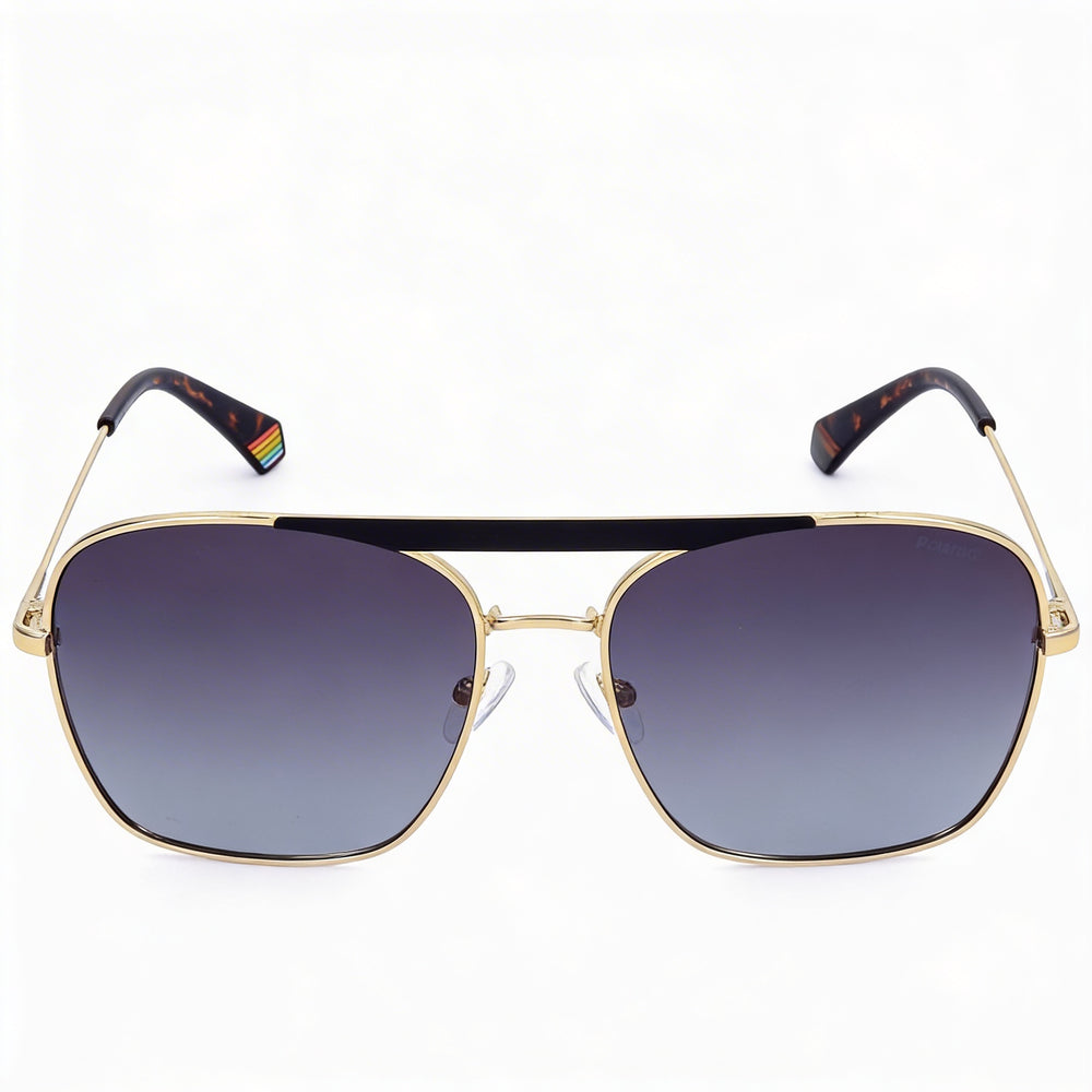 Gafas Polaroid Modern para mujer, de acero inoxidable, mate, negro, dorado y gris, con protección UV 400, talla 59-16-145