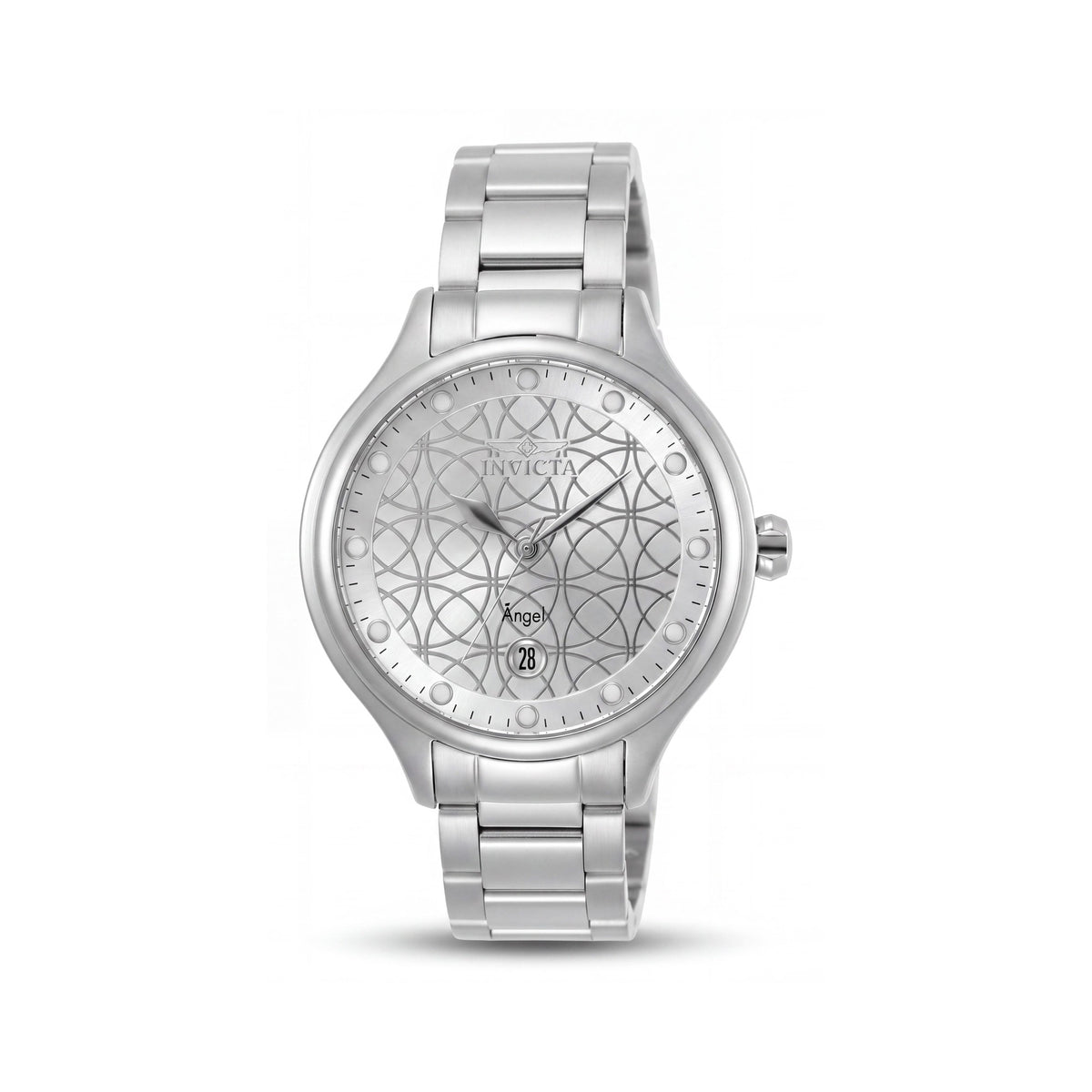 Reloj de cuarzo Invicta Angel Collection 27437 para mujer, caja de acero inoxidable de 38 mm, esfera plateada, resistente al agua, Photo 1