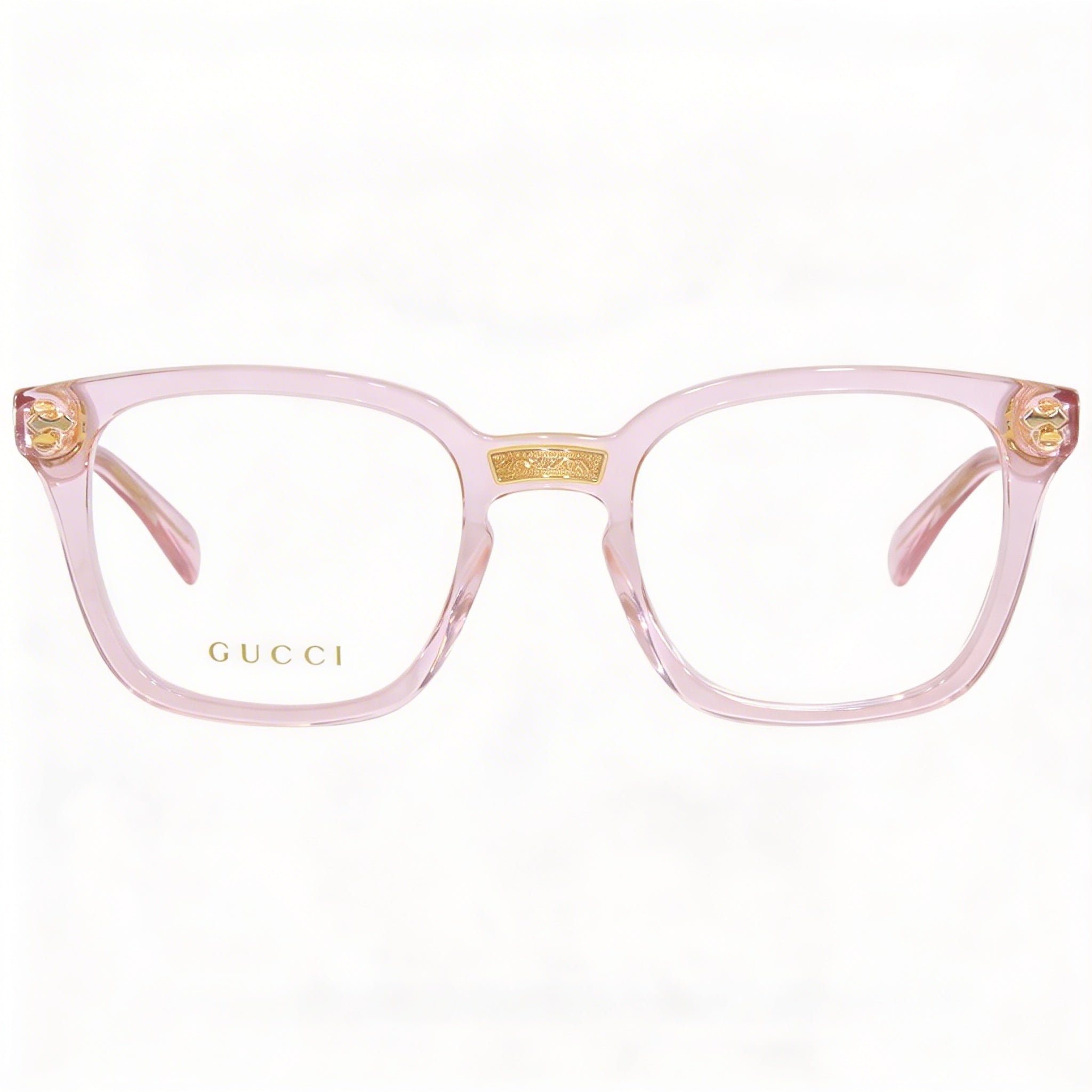 Gucci GG0184O Square Women's Transparent Pink Plastic Frame 50mm Eyeglasses, Photo 1