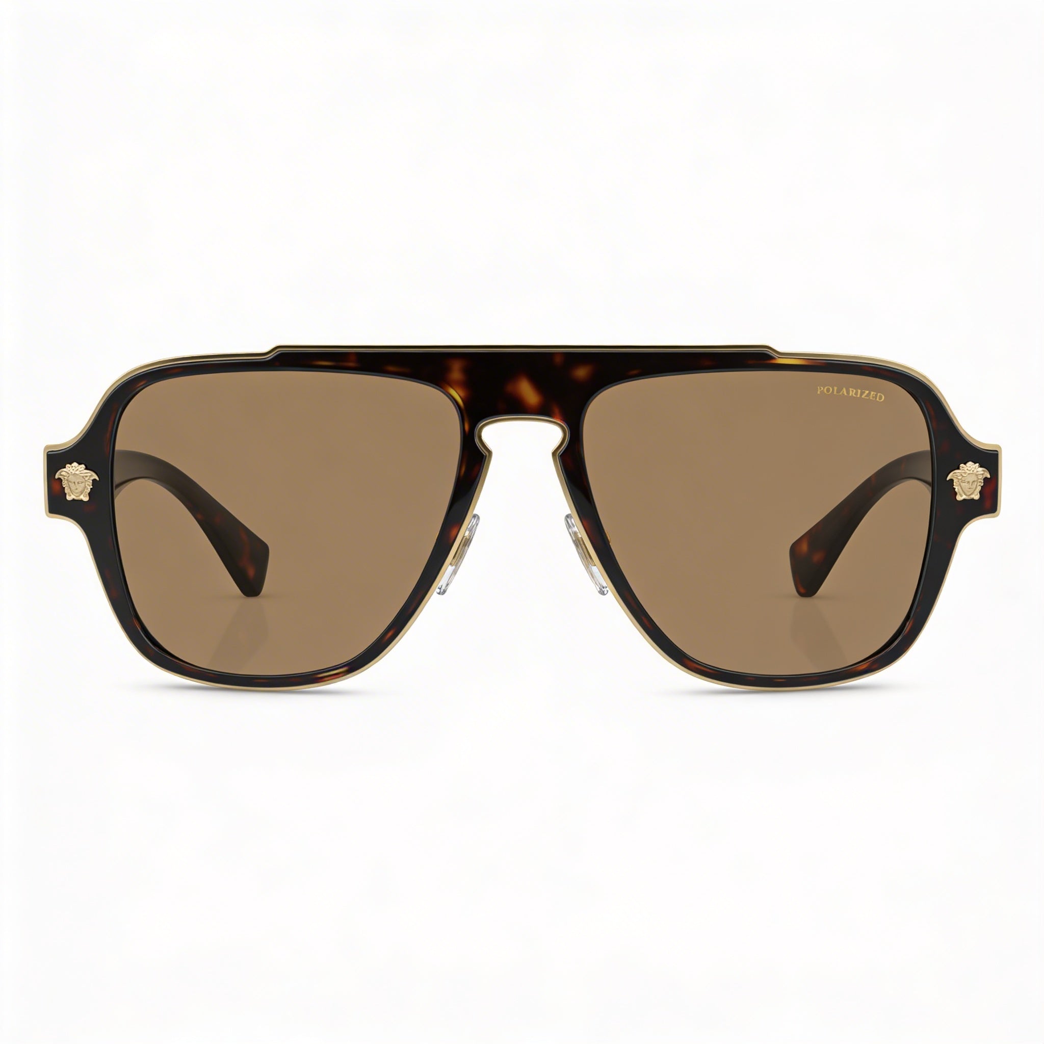 Gafas de sol unisex contemporáneas Versace con montura de plástico multicolor, lentes polarizadas naranjas con protección UV de 56 mm, Photo 2