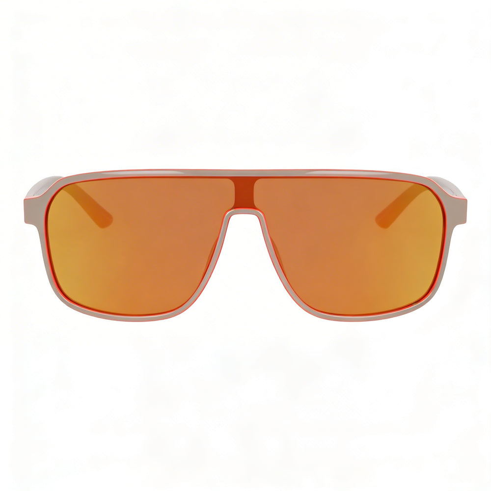 Nike Vintage Flyer Mirrored Unisex Plastic Sunglasses, College Grey Orange Flash Frame, Brown Orange Mirror Lenses, 64mm, 100% UV