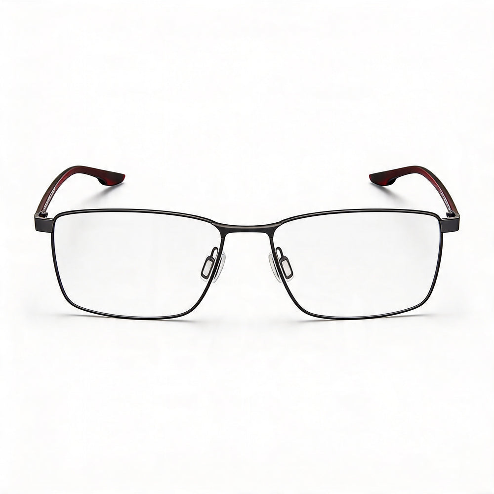Gafas para hombre Porsche Design Modern con montura de plástico negro y lentes transparentes de policarbonato, 55 mm de ancho de lente