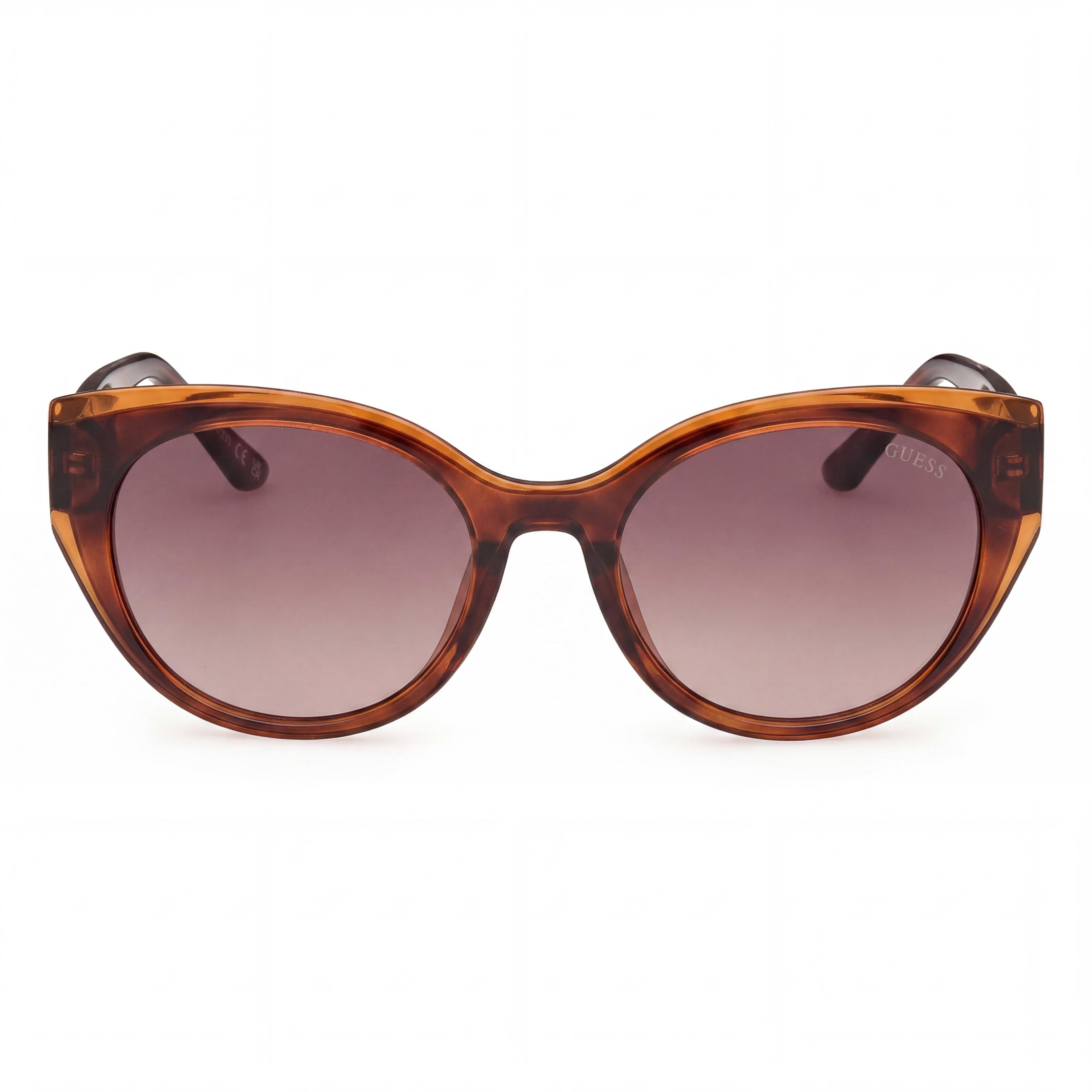 GUESS Women's Round Sunglasses, UV Protection, Composite Dark Havana Frame, Gradient Brown Polycarbonate Lenses, 53mm, Photo 2
