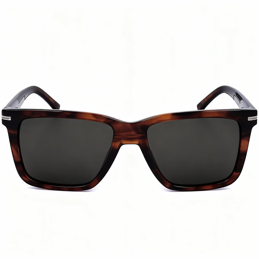 Hugo Boss BOSS 1598/S Unisex Brown Horn Eco Acetate Rectangular Non-Polarized Grey Lens Sunglasses 55mm
