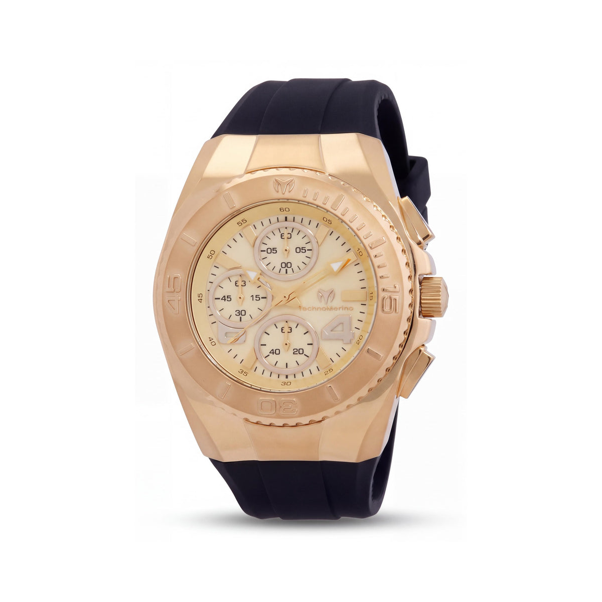 Reloj de Cuarzo TechnoMarine Cruise Original TM-124031 para Hombre, Acero Inoxidable Tono Dorado 43MM, Esfera Nácar, 3 Correas de Silicona Negras, Blancas y Verdes, Photo 1