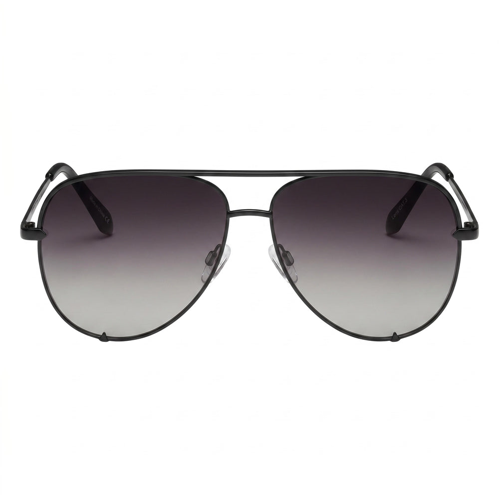 Gafas de sol de metal Quay Australia High Key extragrandes para mujer, negras degradadas, polarizadas, con protección UV, 64 mm