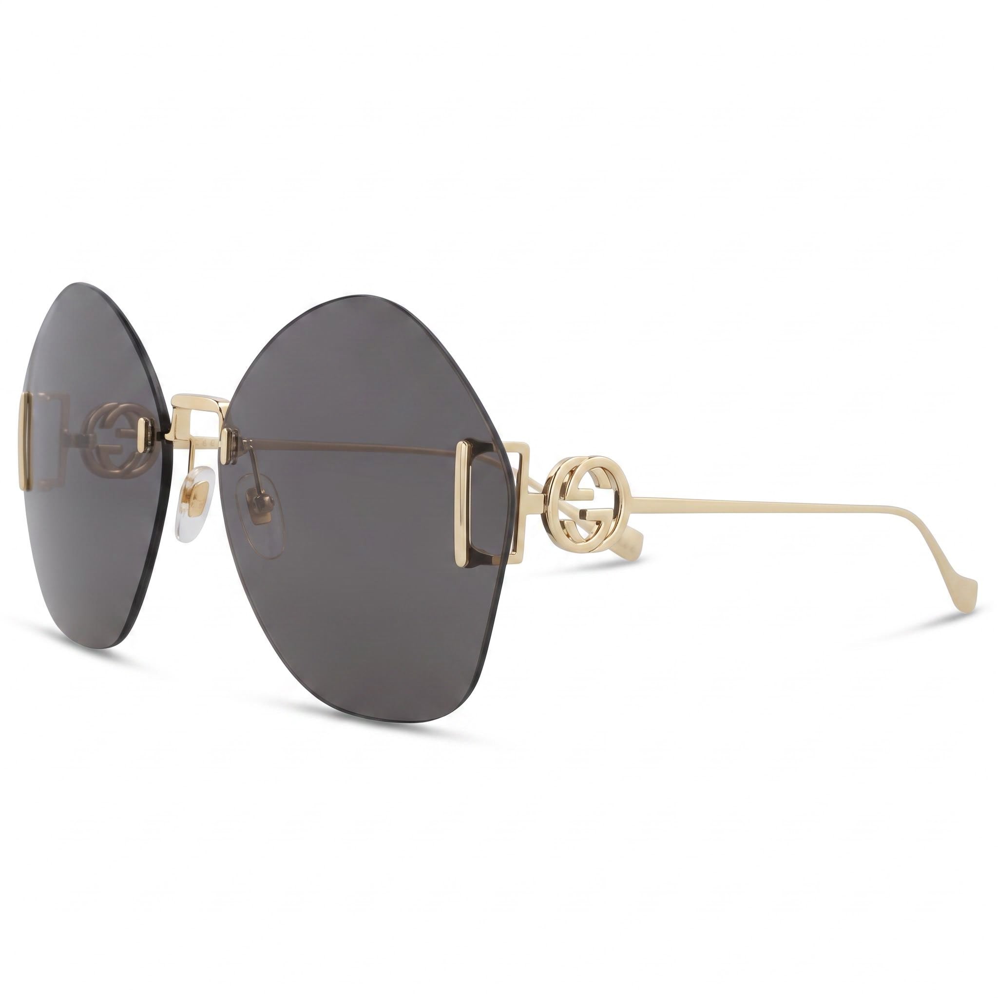 Gucci Women's gg1203s-30013411 Round/Oval Gold Grey Metal Frame Sunglasses with UV Protection, 65-16-140mm, Photo 1