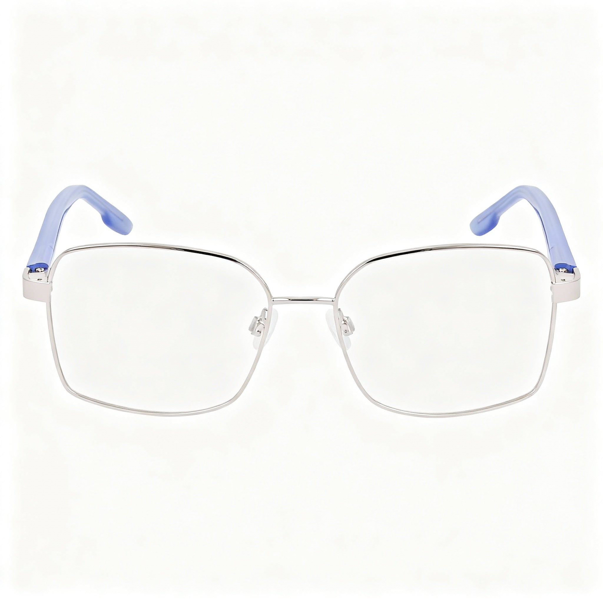 Gafas Nike 8401 para mujer con montura metálica azul plateado brillante y lentes polarizadas transparentes, 53 mm, Photo 2