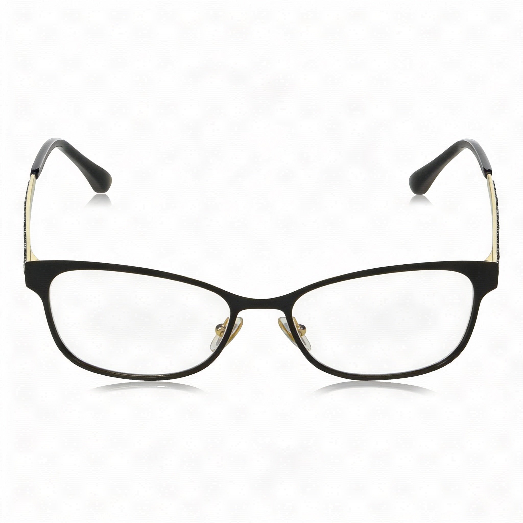 Gafas de moda JIMMY CHOO The Twins para hombre con lentes transparentes, montura de metal y cristales Swarovski, color oro rosa negro mate, 52 mm, Photo 2