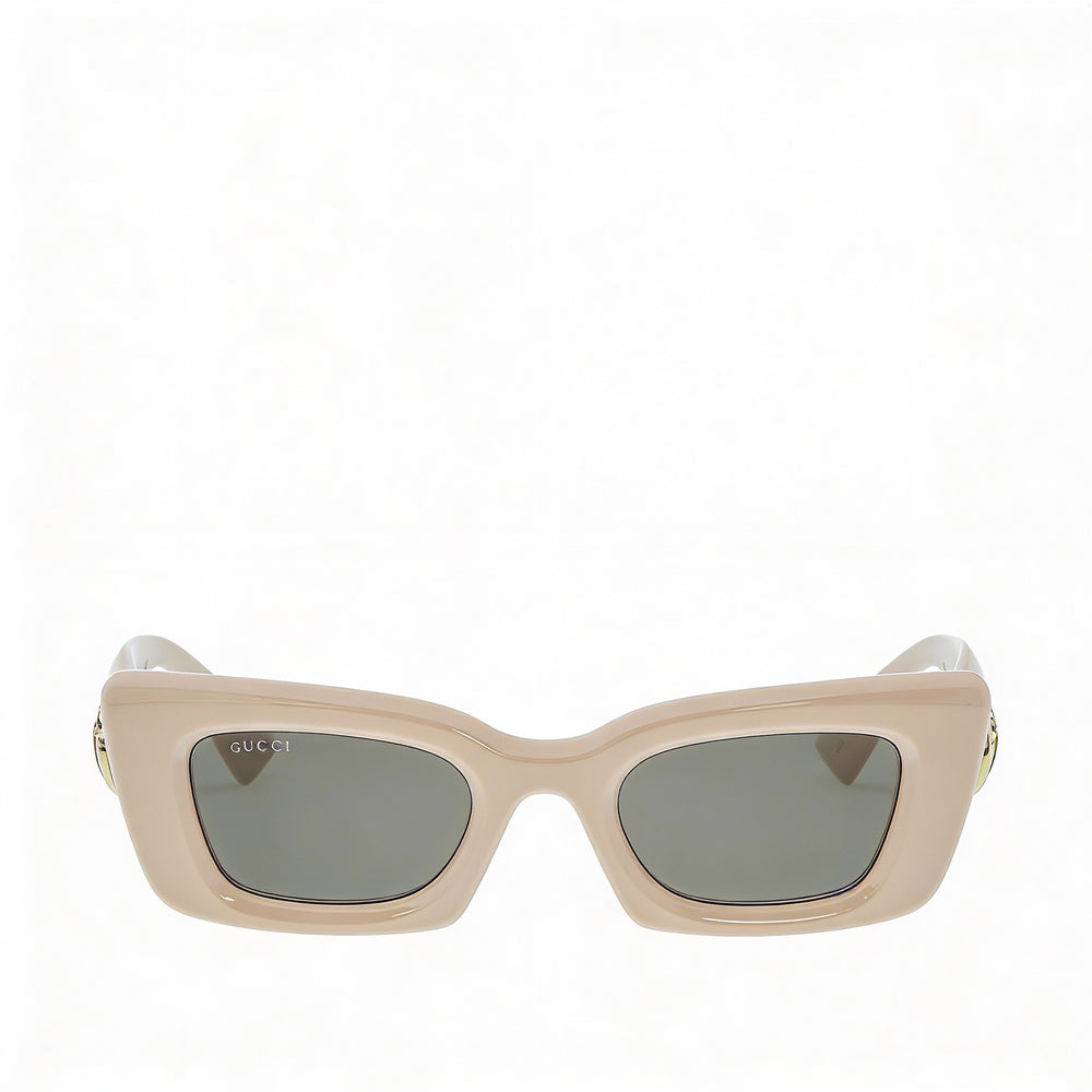 Gafas de sol Gucci Modern para mujer, rectangulares, de acetato negro, con montura ojo de gato y lentes marrones no polarizadas, 49 mm