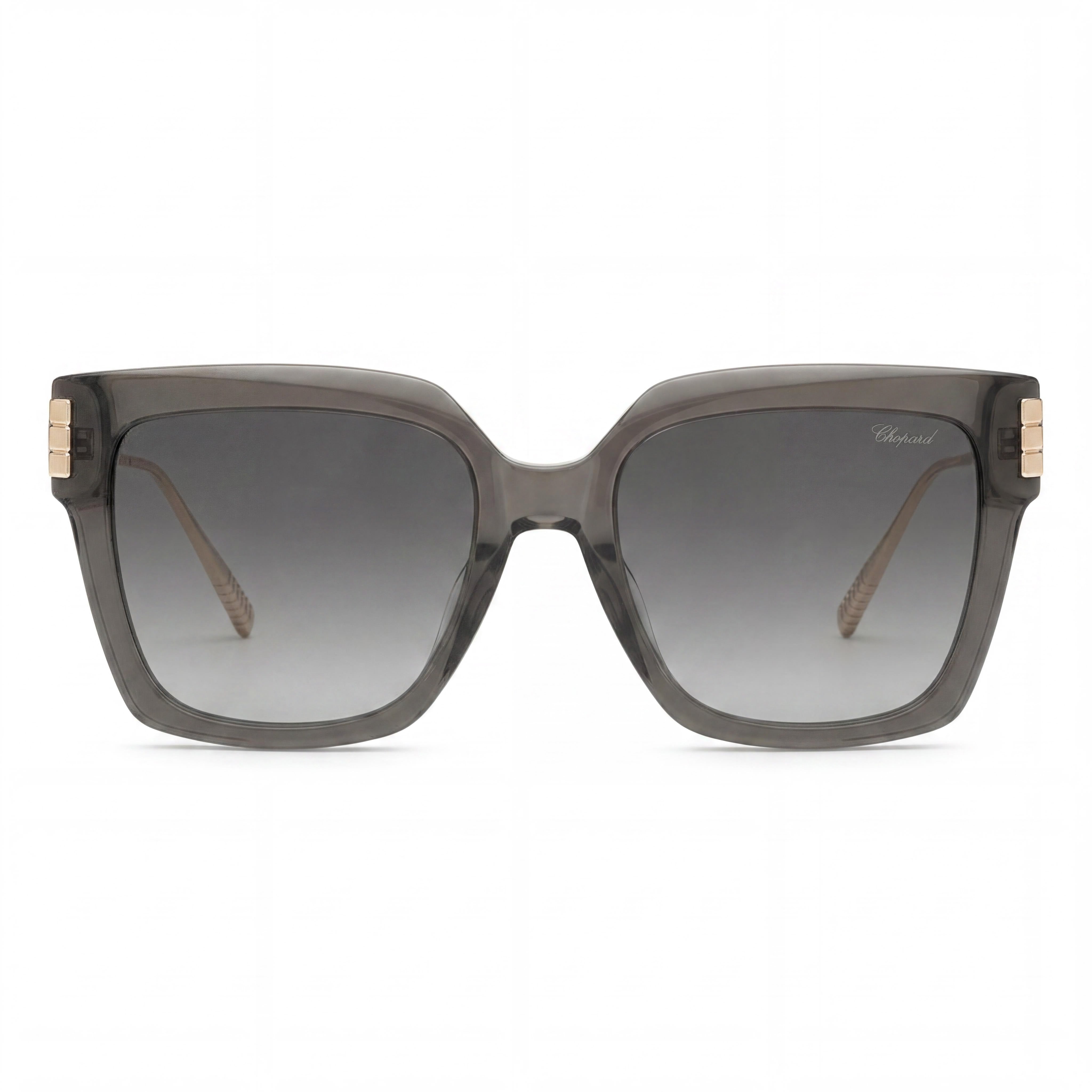 Gafas de sol no polarizadas Chopard para mujer Sch353m de titanio gris transparente con degradado de humo de 54 mm, Photo 2