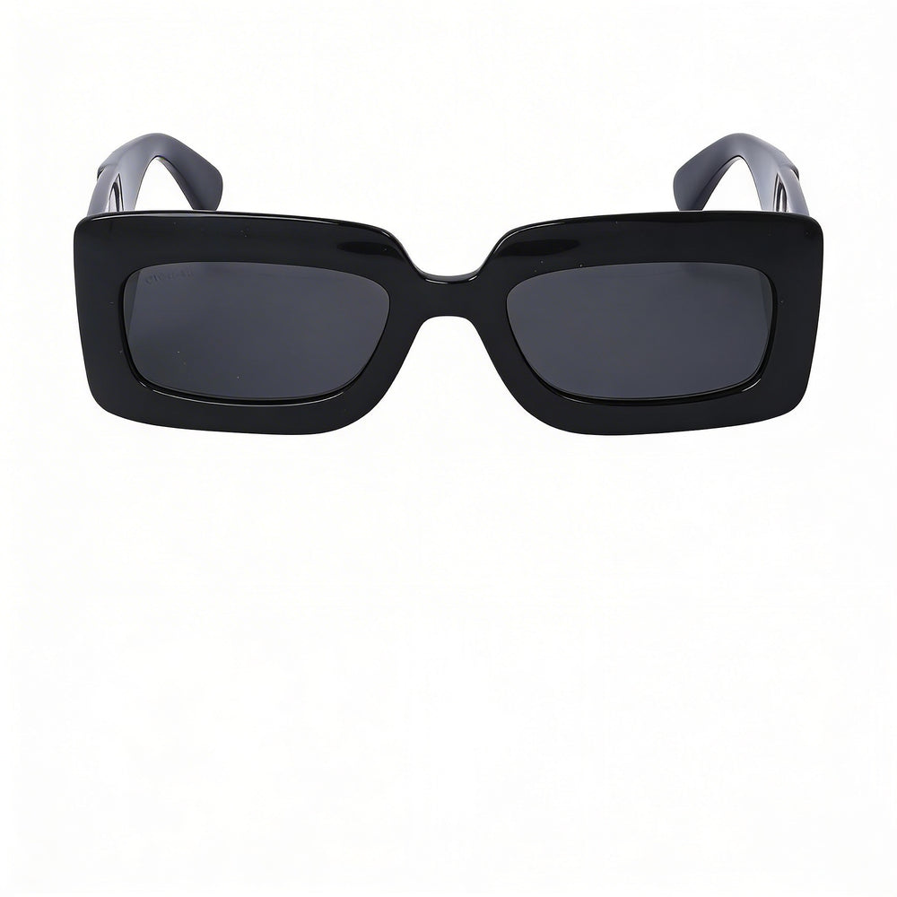 Gafas de sol Gucci Rectangle para mujer con montura de plástico inyectado, color negro y gris, lentes negros y grises, protección UV, 53-21-32
