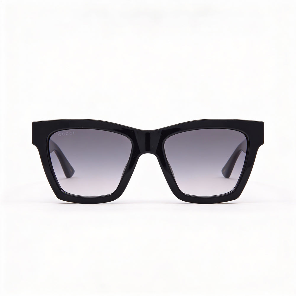 Gucci Gg1714s Women's Black-Grey Cat Eye Injection Frame Non-Polarized Sunglasses with Gold-Tone Accents 54mm