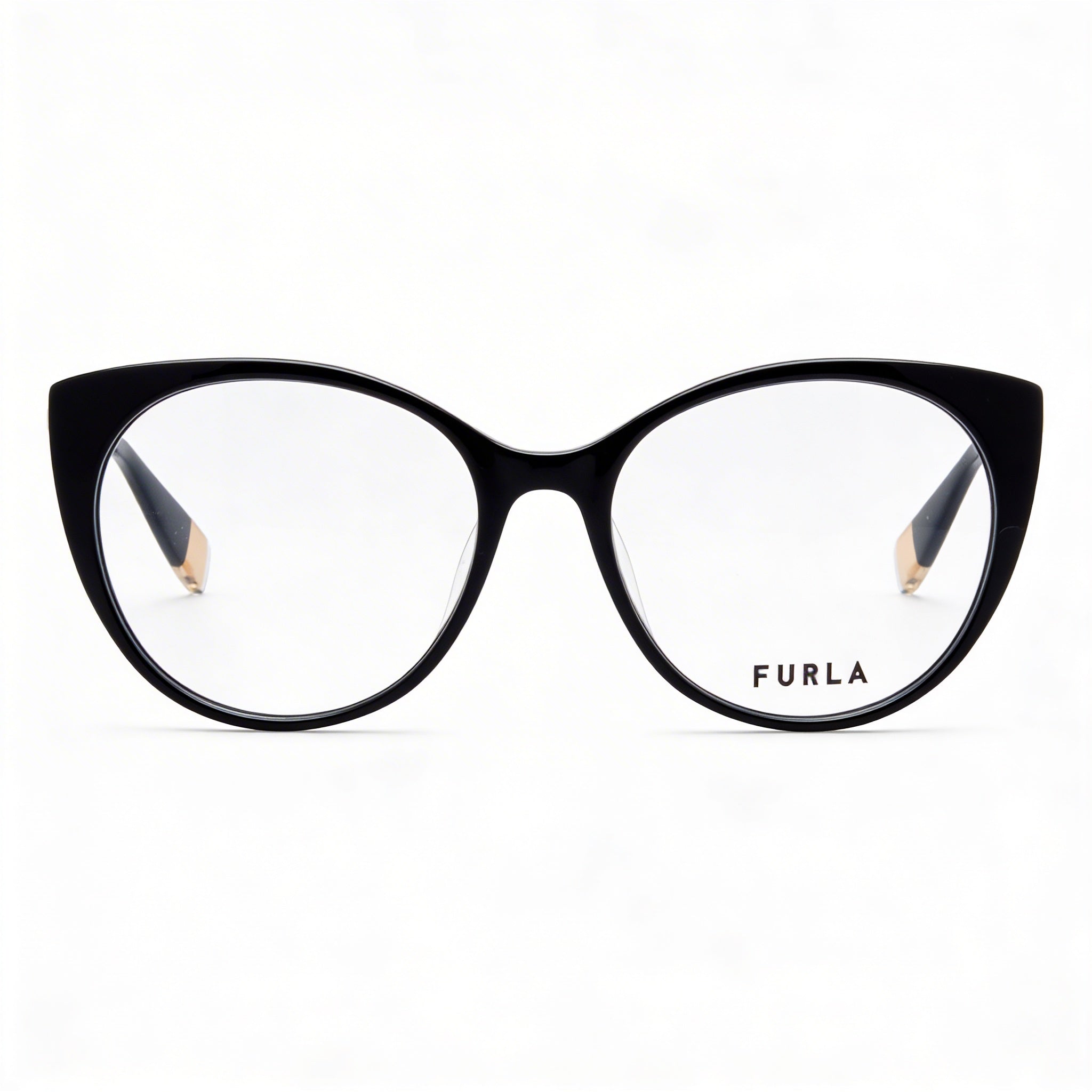 Furla VFU722 Women's Casual Shiny Black Acetate Frames with Transparent Polycarbonate Lenses 53mm, Photo 2