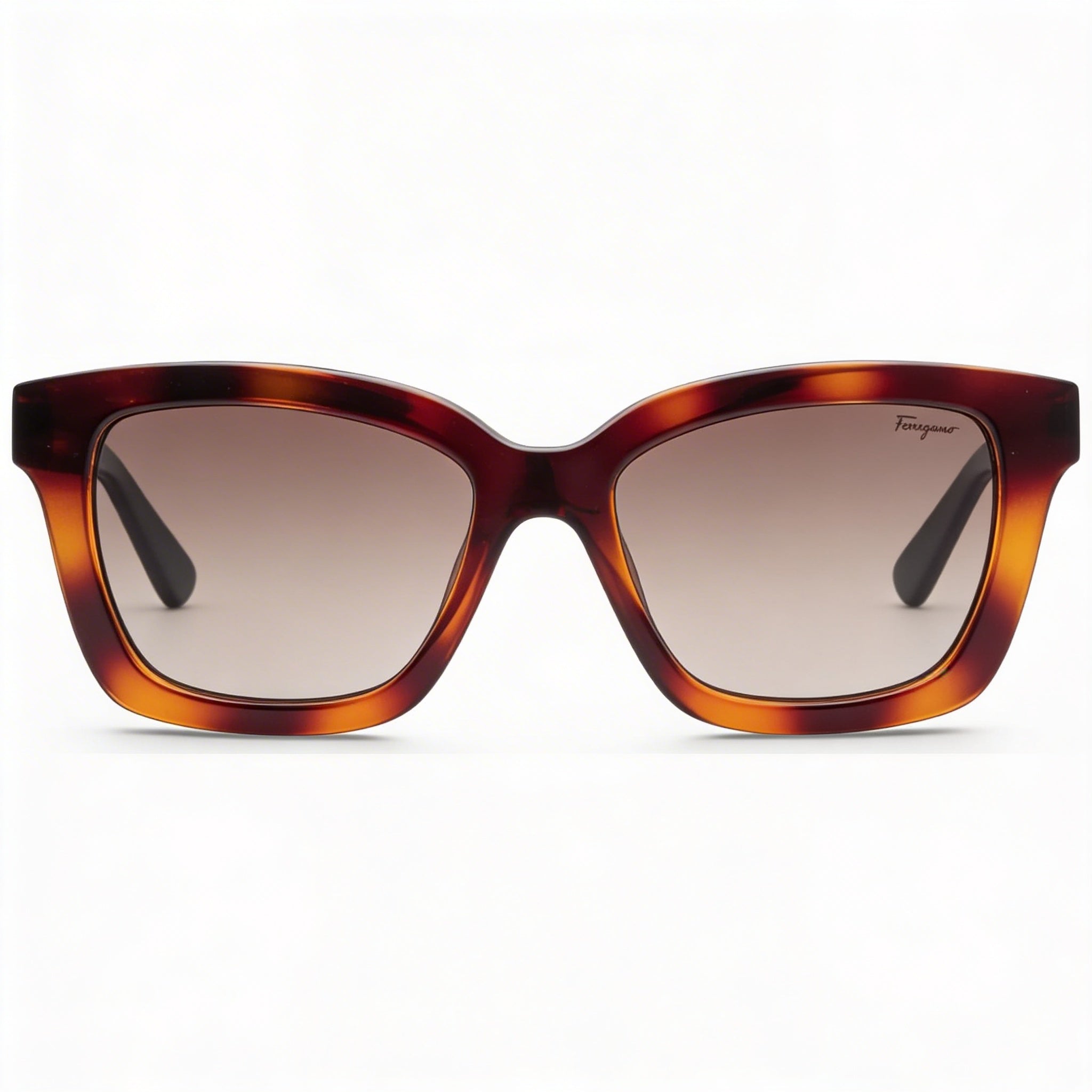Gafas de sol clásicas unisex Ferragamo con montura de plástico Carey, lentes degradadas marrones sin polarizar y protección UV de 53 mm, Photo 2