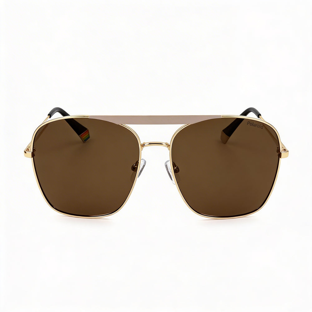 Polaroid Casual Women's Stainless Steel Sunglasses, Matte Ivory Gold Frame, UV Protection, 59mm Lens